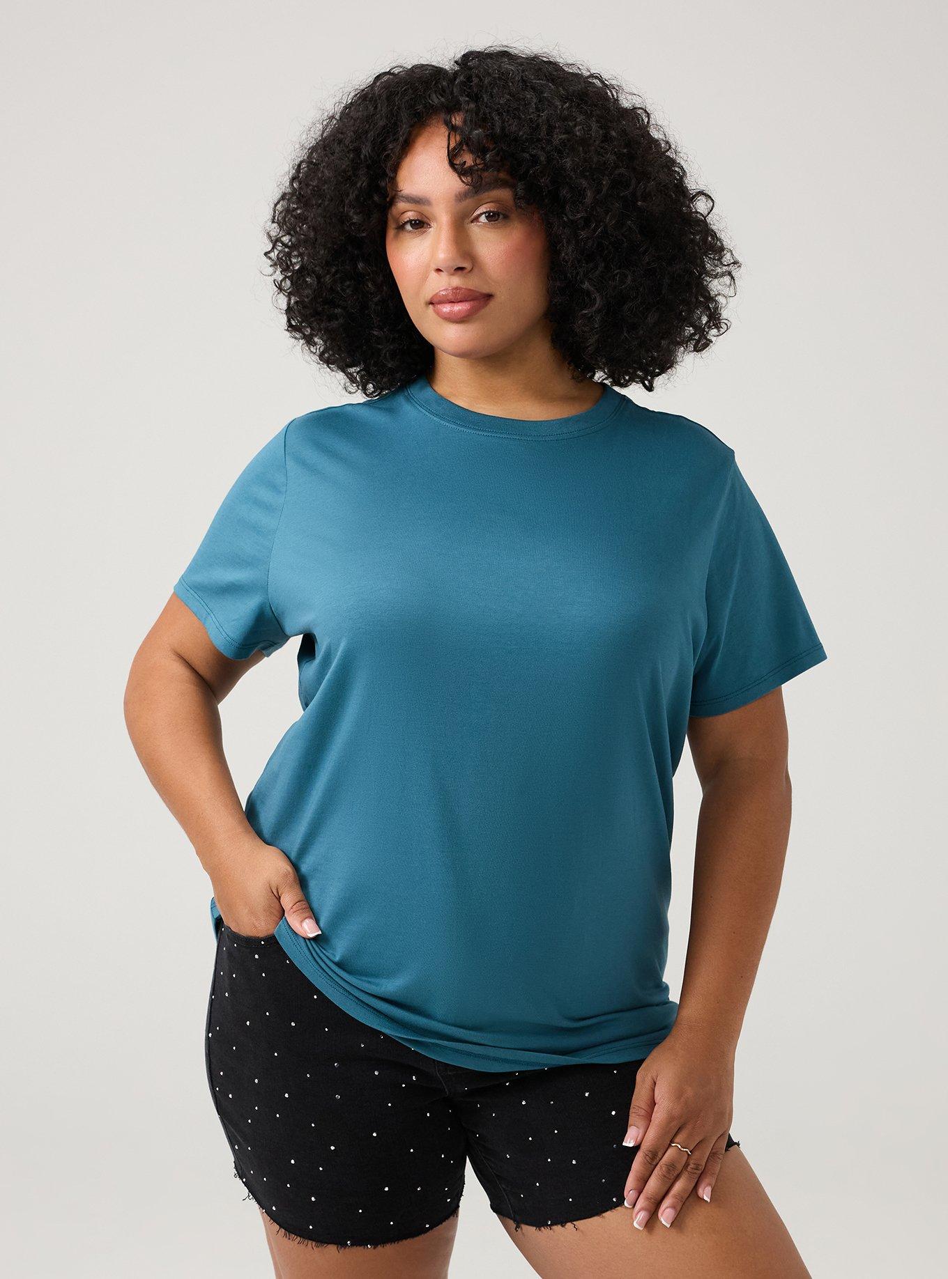 Cotton Crew Boxy Tee, MALLARD BLUE, hi-res