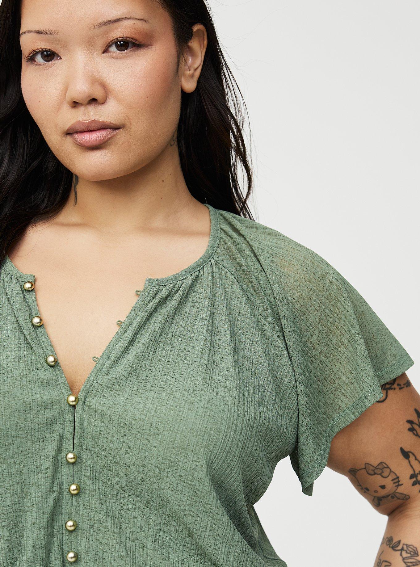 Crinkle Gauze Button-Front Maxi Dress, HEDGE GREEN, alternate