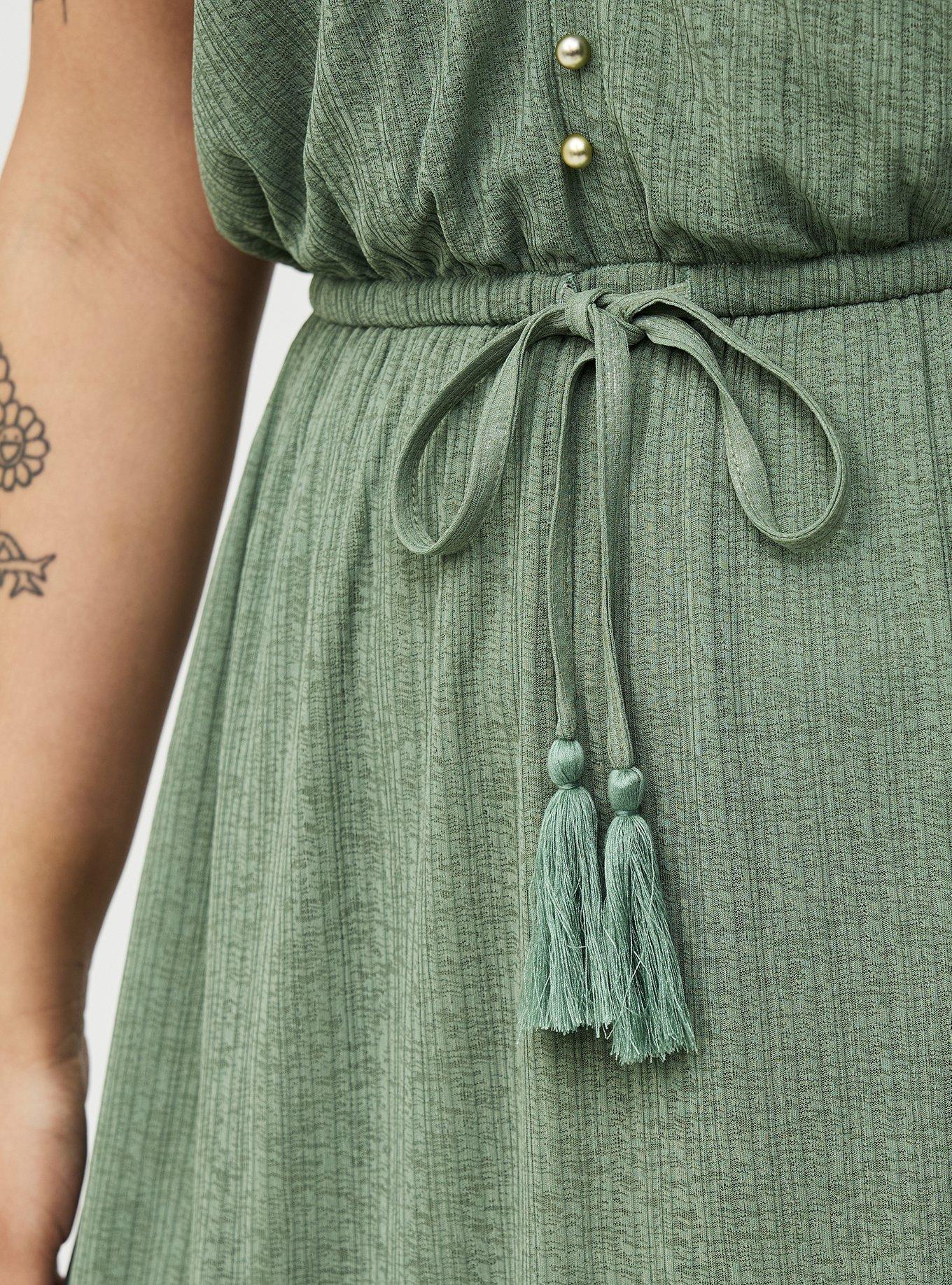 Crinkle Gauze Button-Front Maxi Dress, HEDGE GREEN, alternate