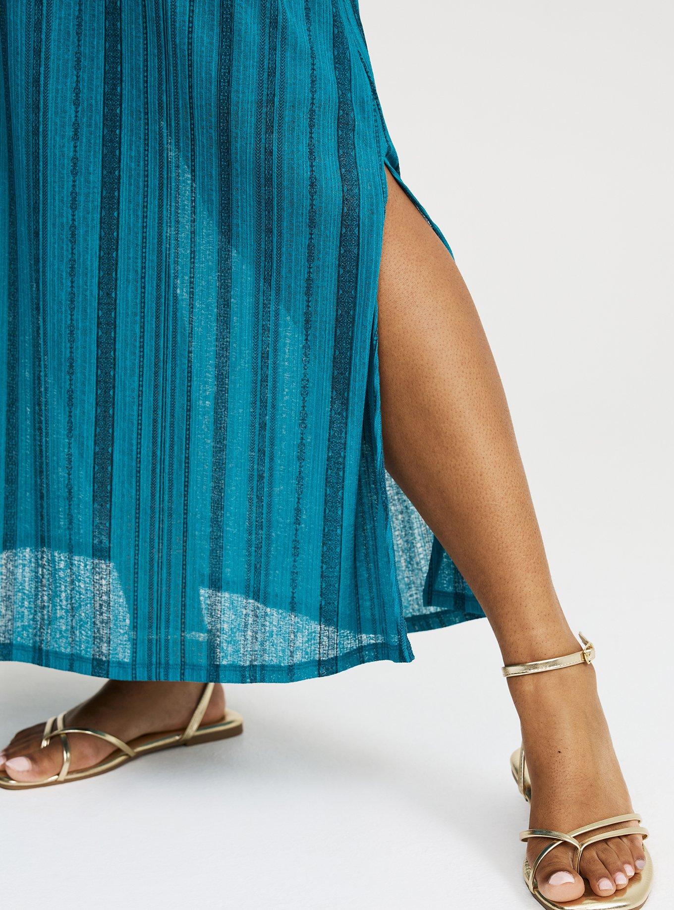 Crinkle Gauze Button-Front Maxi Dress