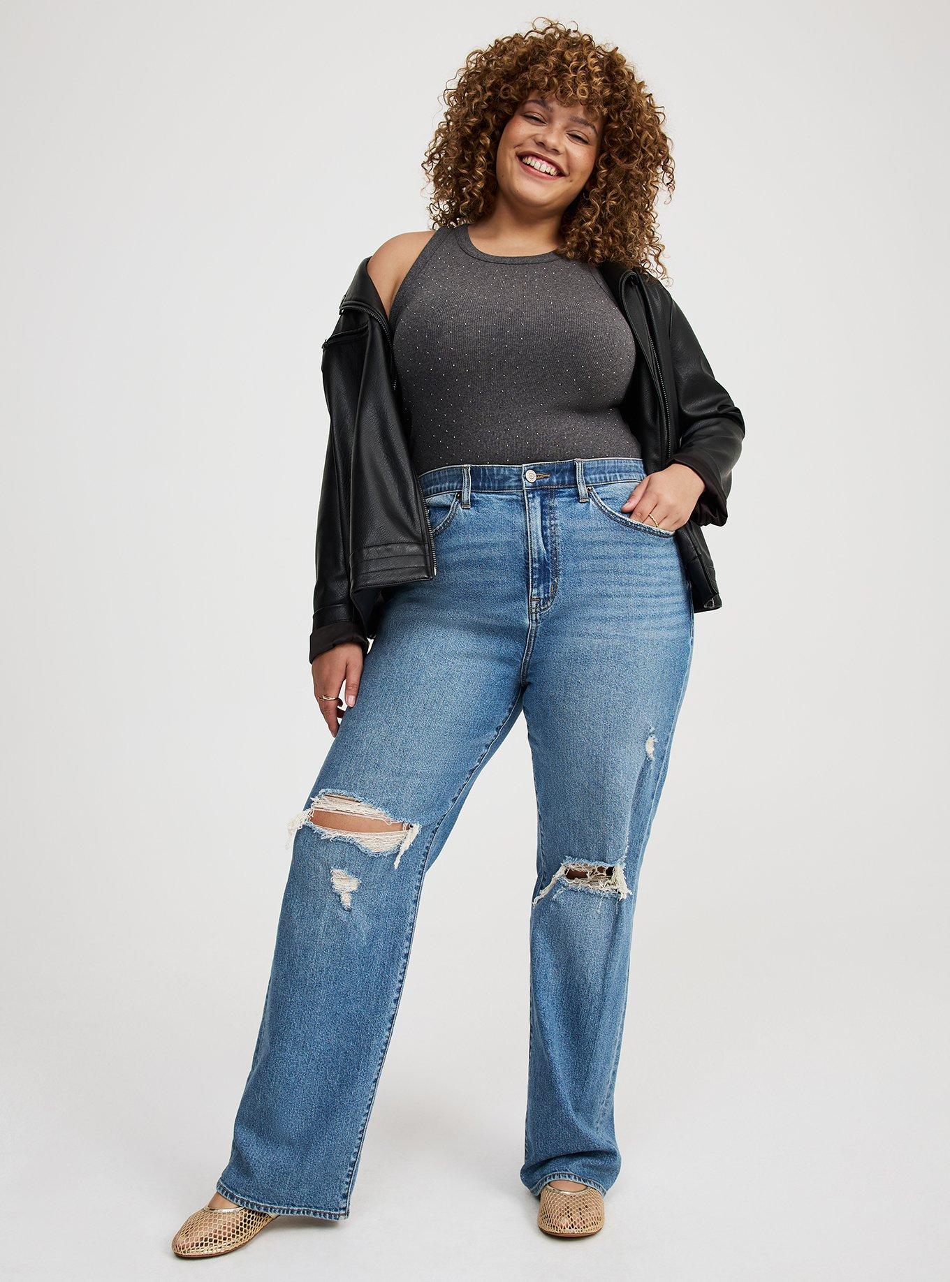 Rhinestone High-Neck Rib Tank