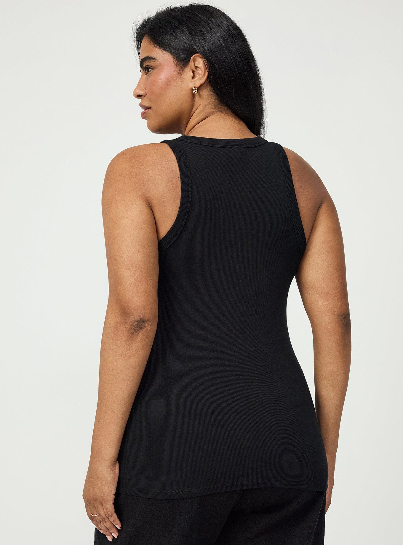Heritage Rib Embellished High Neck Tank, DEEP BLACK, alternate