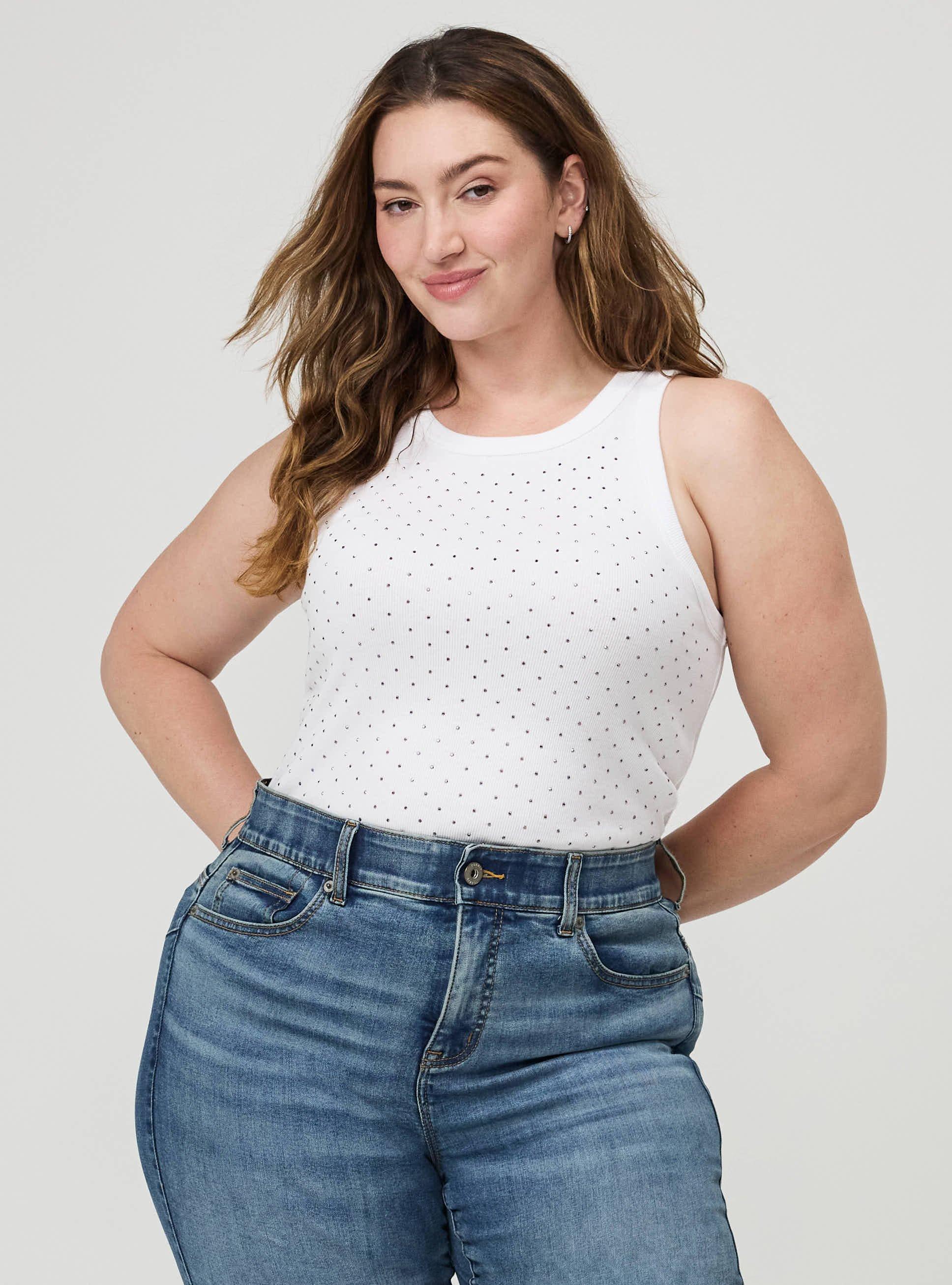Heritage Rib Embellished High Neck Tank, BRIGHT WHITE, alternate