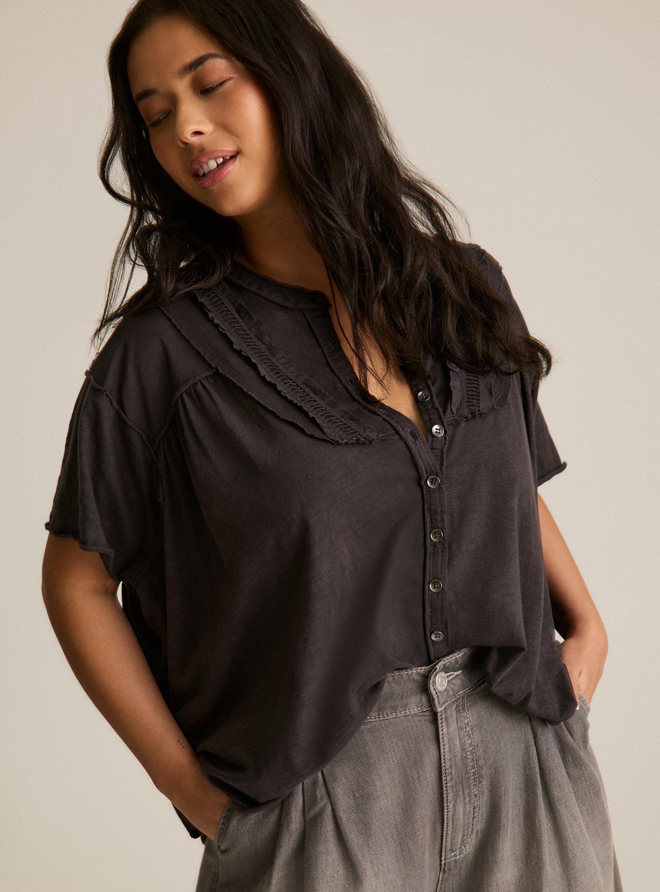 Festi Raglan Button-Up Top