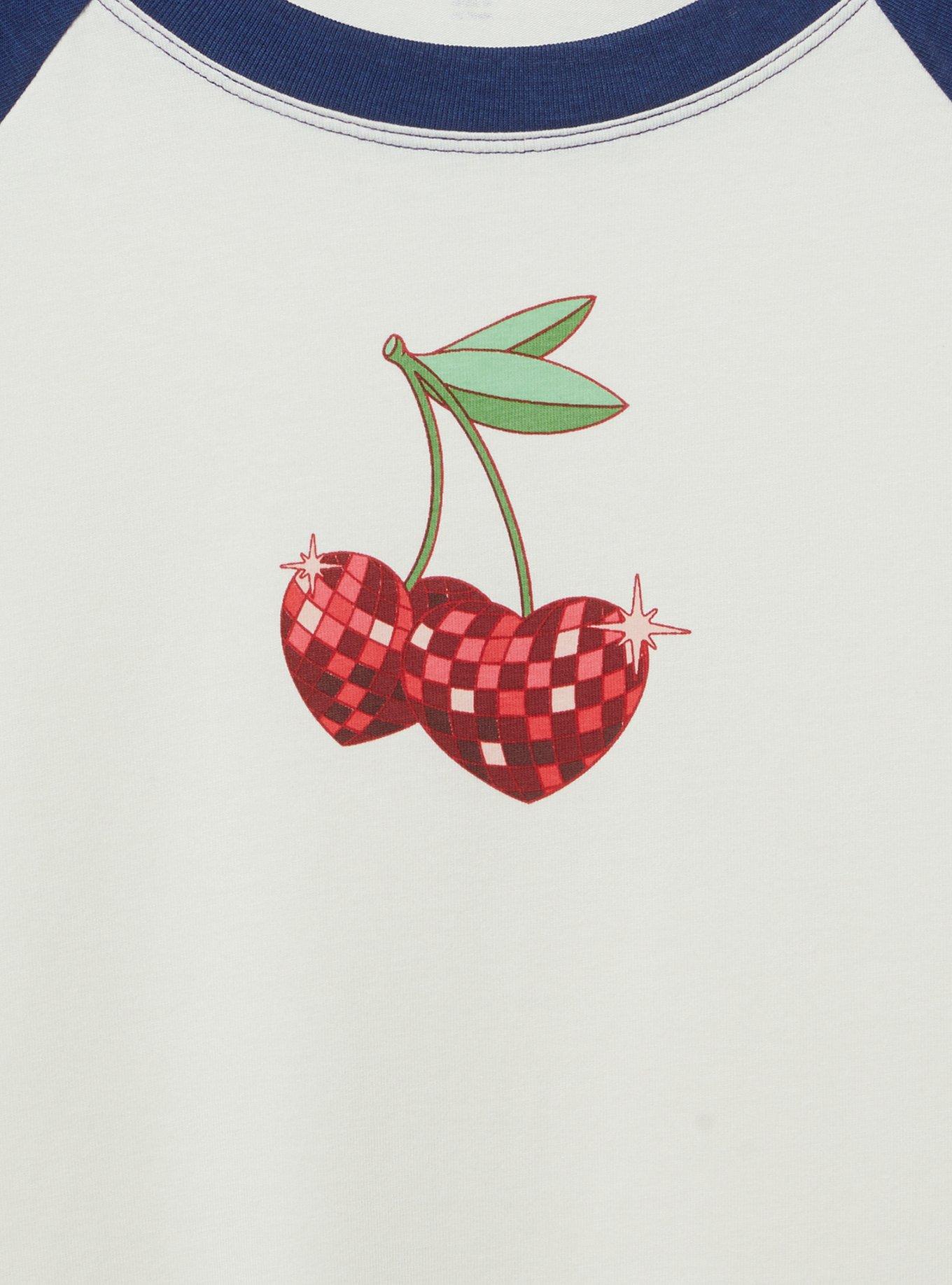 Cherry Fitted Vintage Jersey Ringer Crop Tee