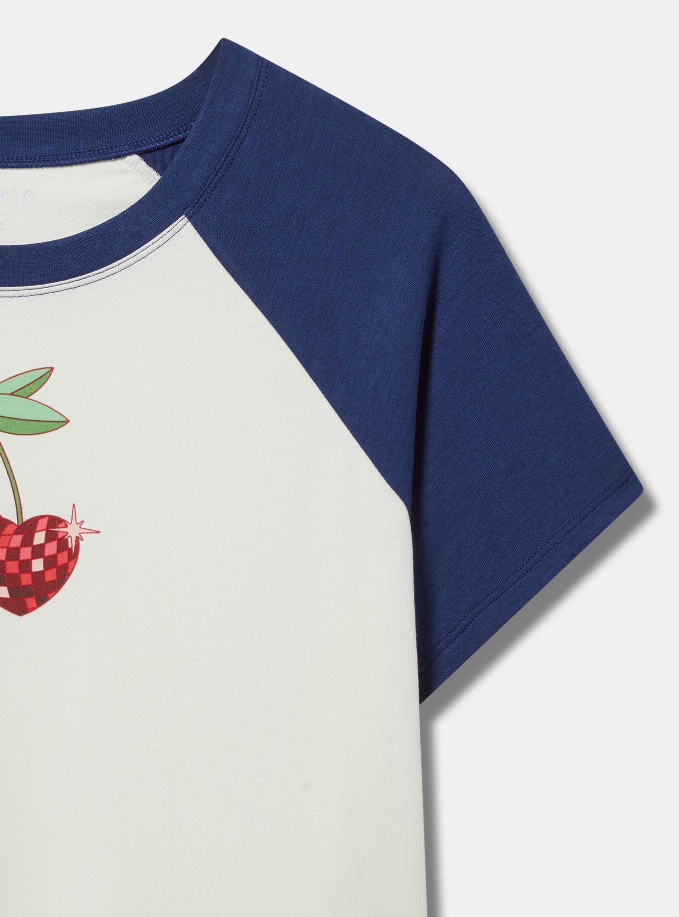 Cherry Fitted Vintage Jersey Ringer Crop Tee