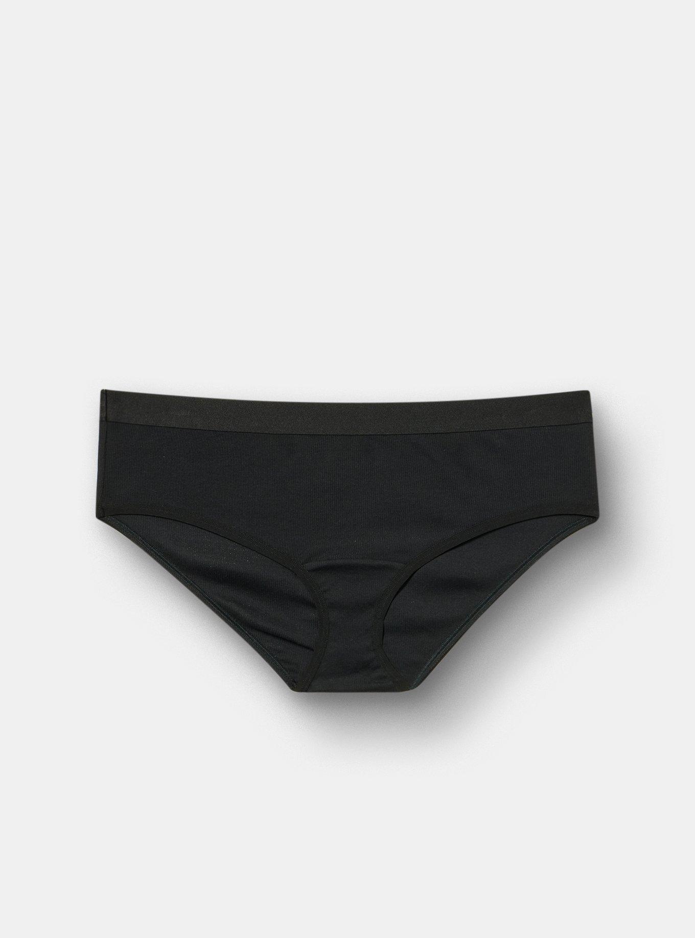 Cotton Rib Mid-Rise Hipster Panty, RICH BLACK, hi-res