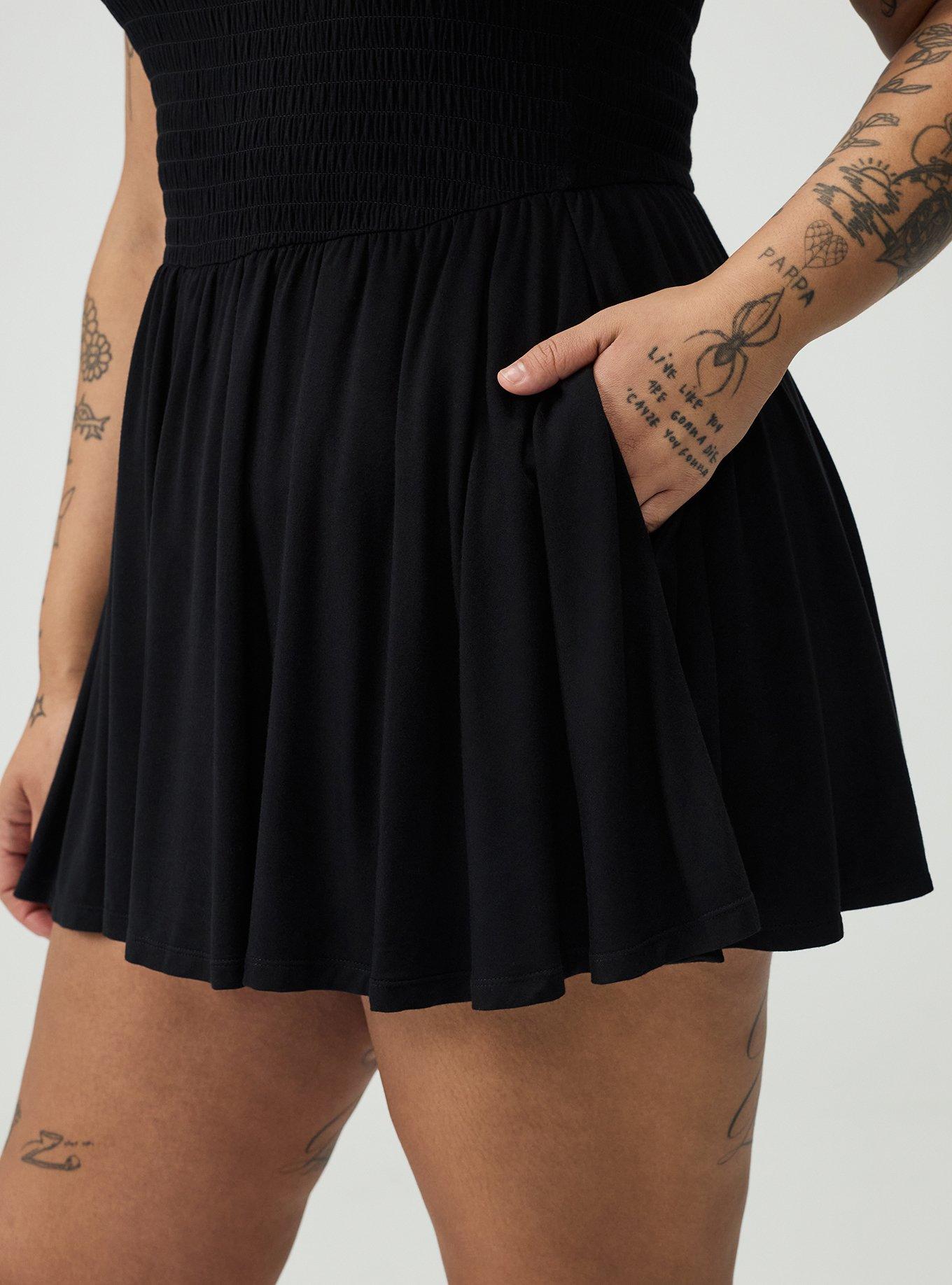 Crinkle Knit Smocked Tube Romper, DEEP BLACK, alternate