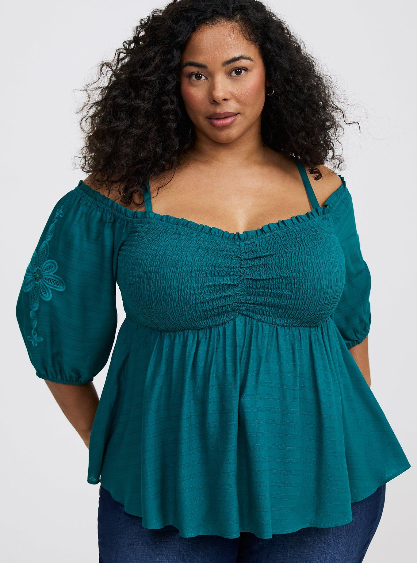 Cold-Shoulder 3/4 Sleeve Top