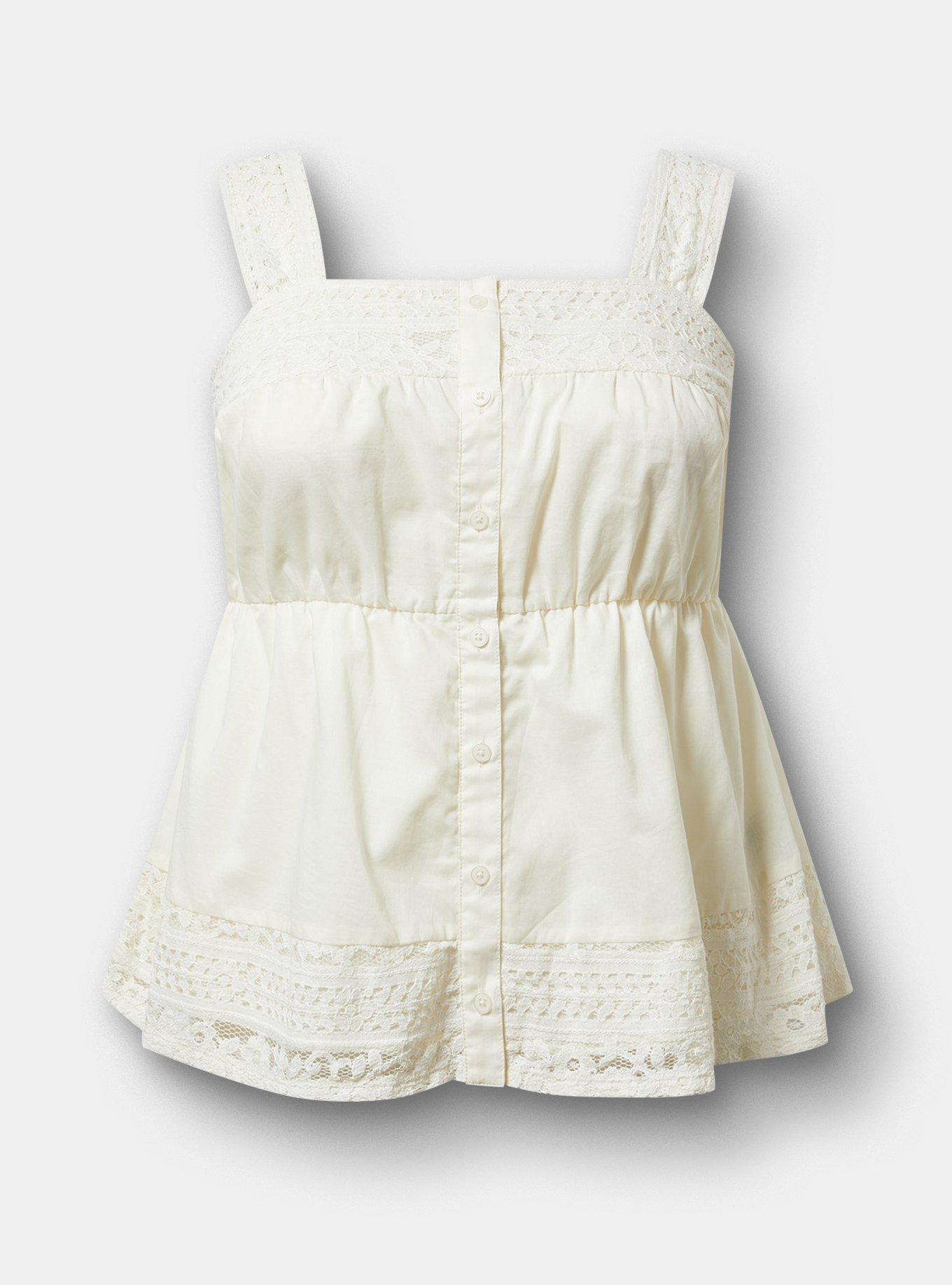 Button-Front Lace Inset Cami