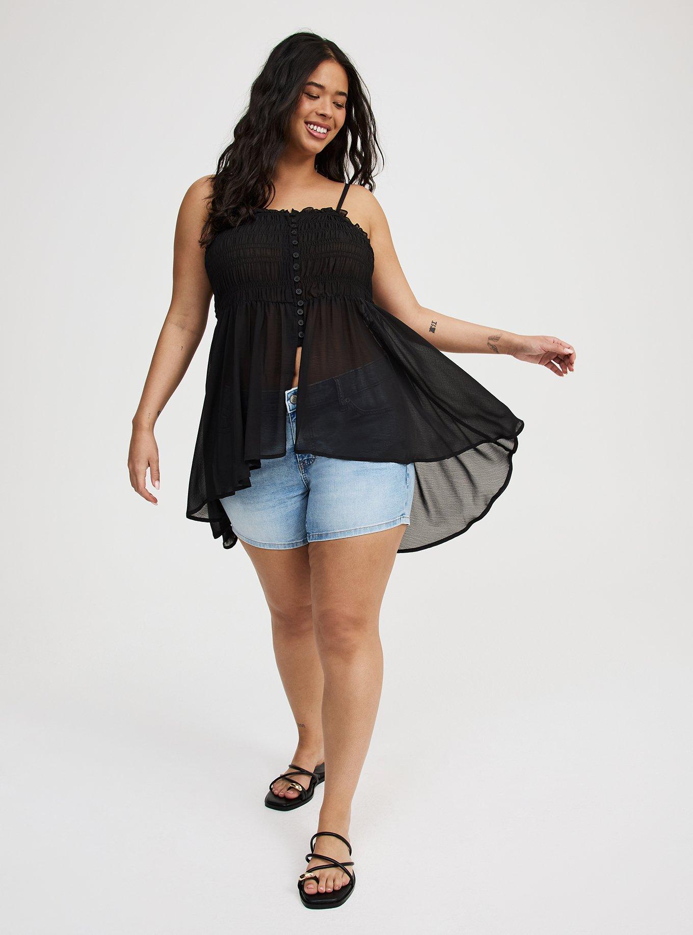 Button-Front Smocked Tunic Cami