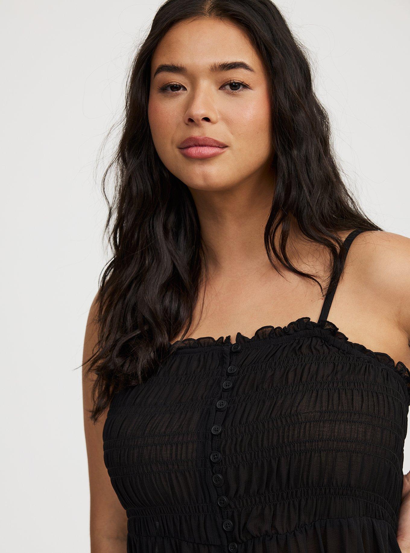 Button-Front Smocked Tunic Cami