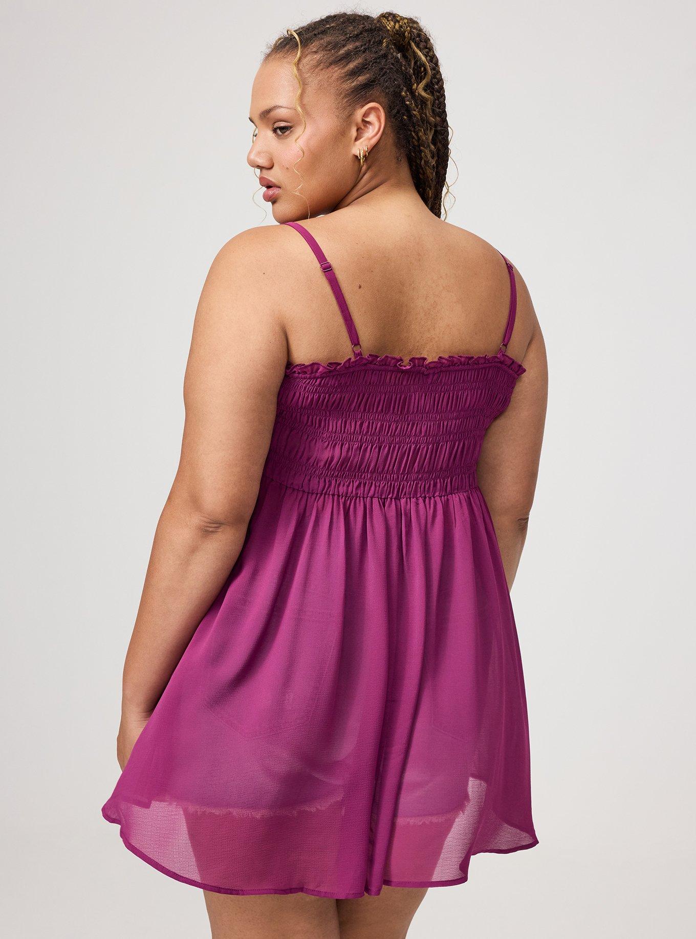 Button-Front Smocked Tunic Cami, PLUM CASPIA, alternate