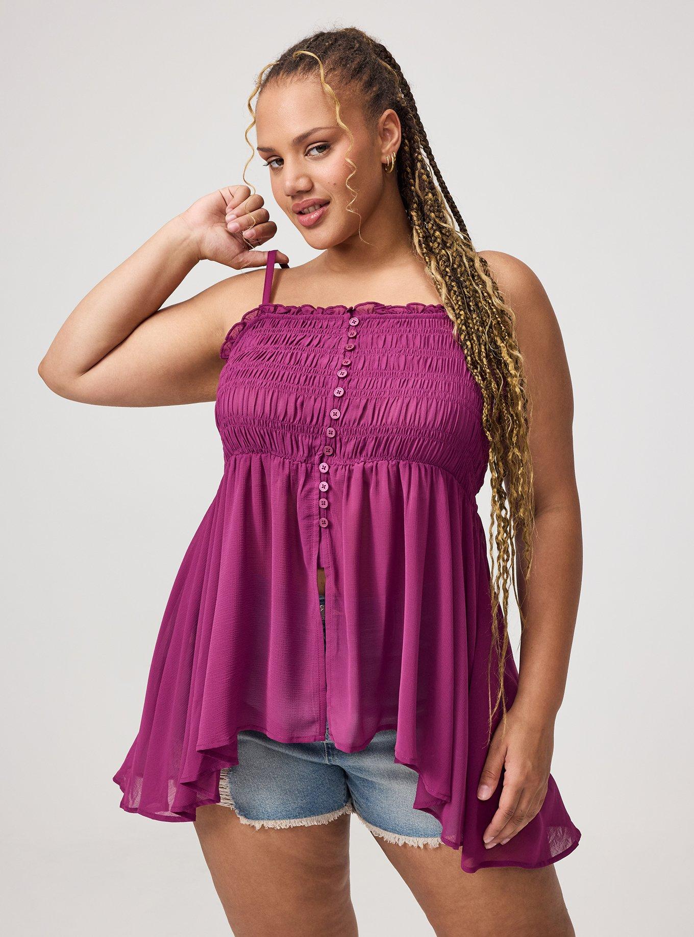 TODAYFUL＿Smooth Camisole Tunic Plus Size - Button-Front Smocked Tunic Cami - Torrid