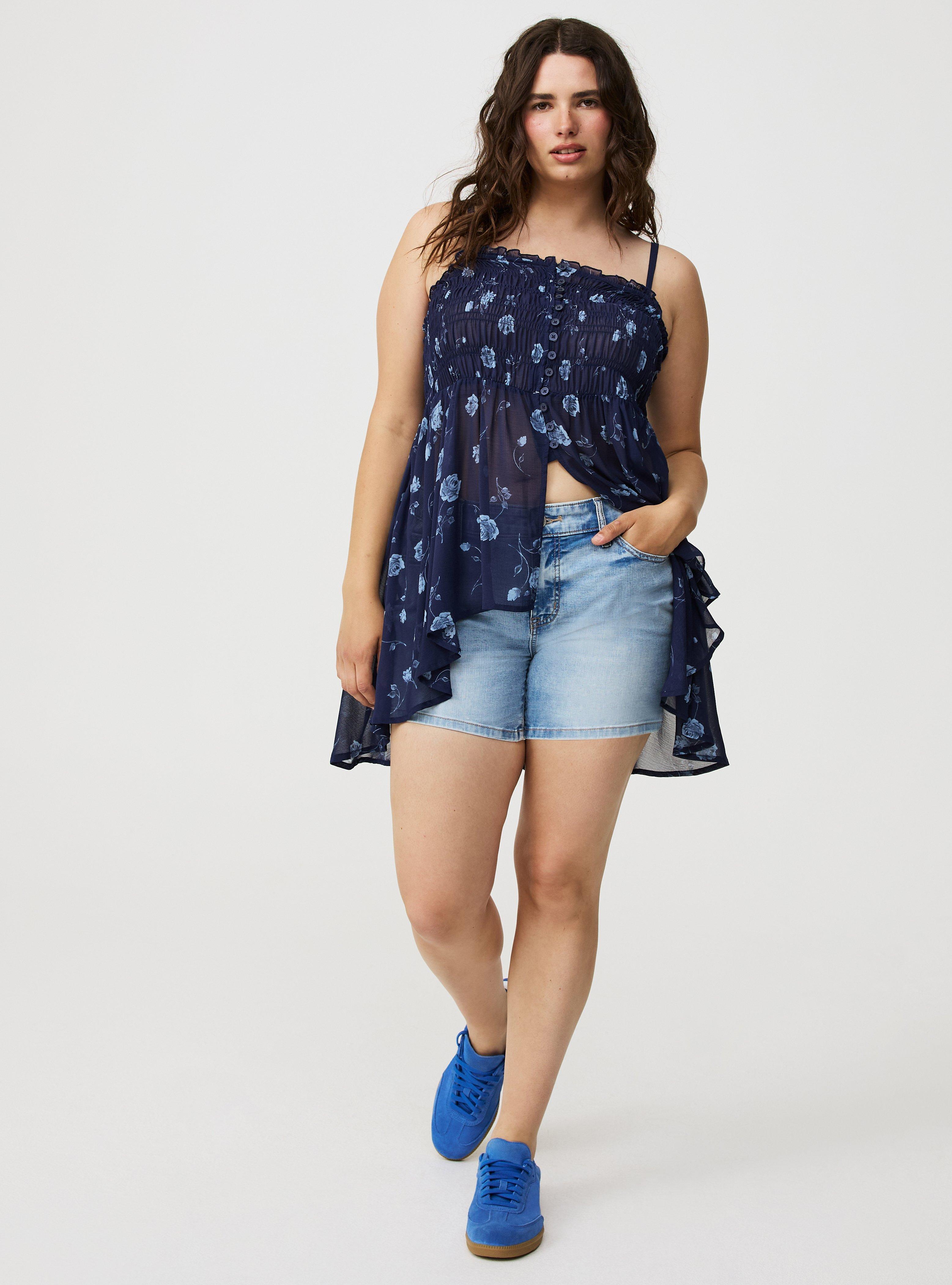 Button-Front Smocked Tunic Cami