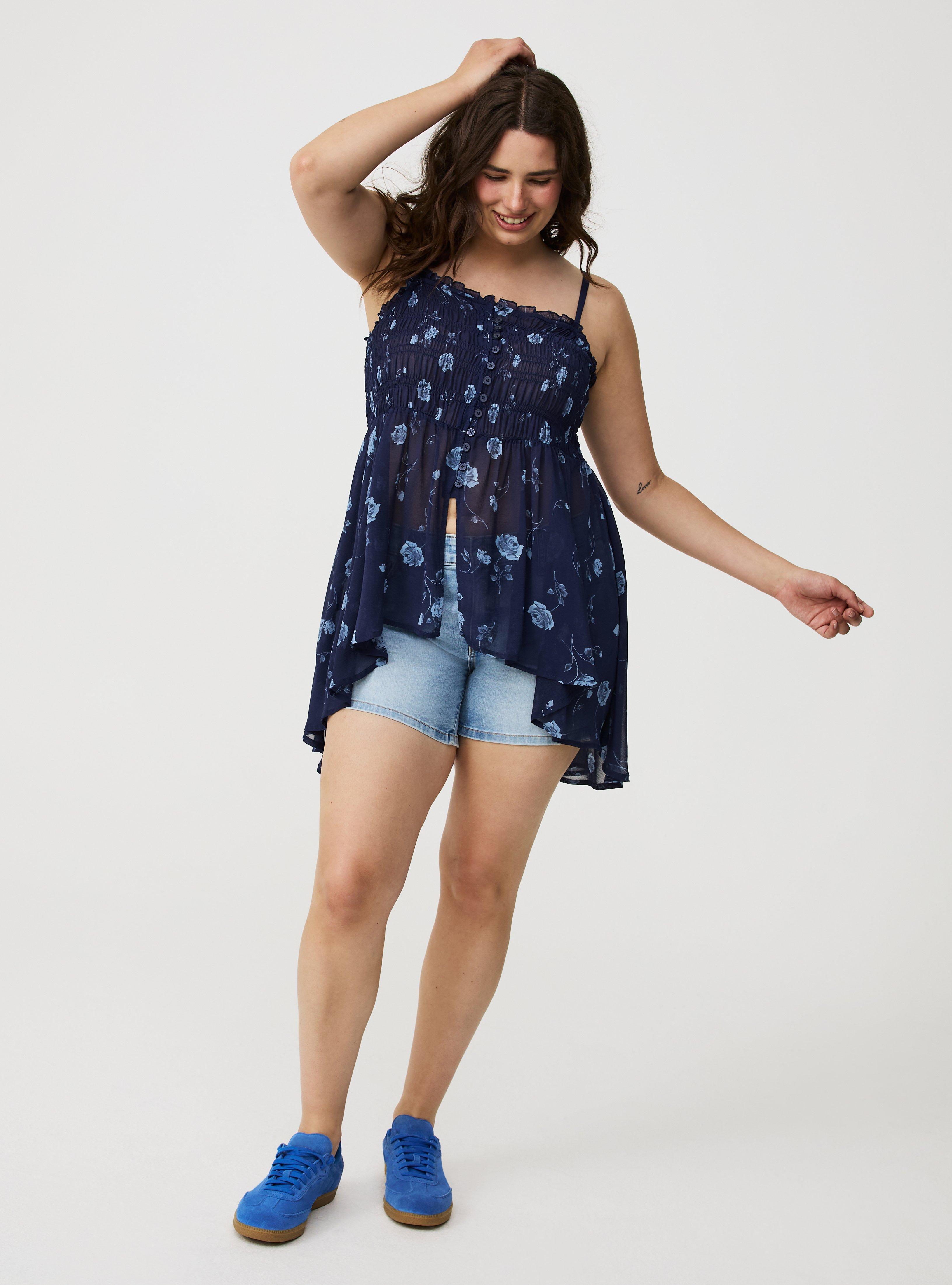Button-Front Smocked Tunic Cami