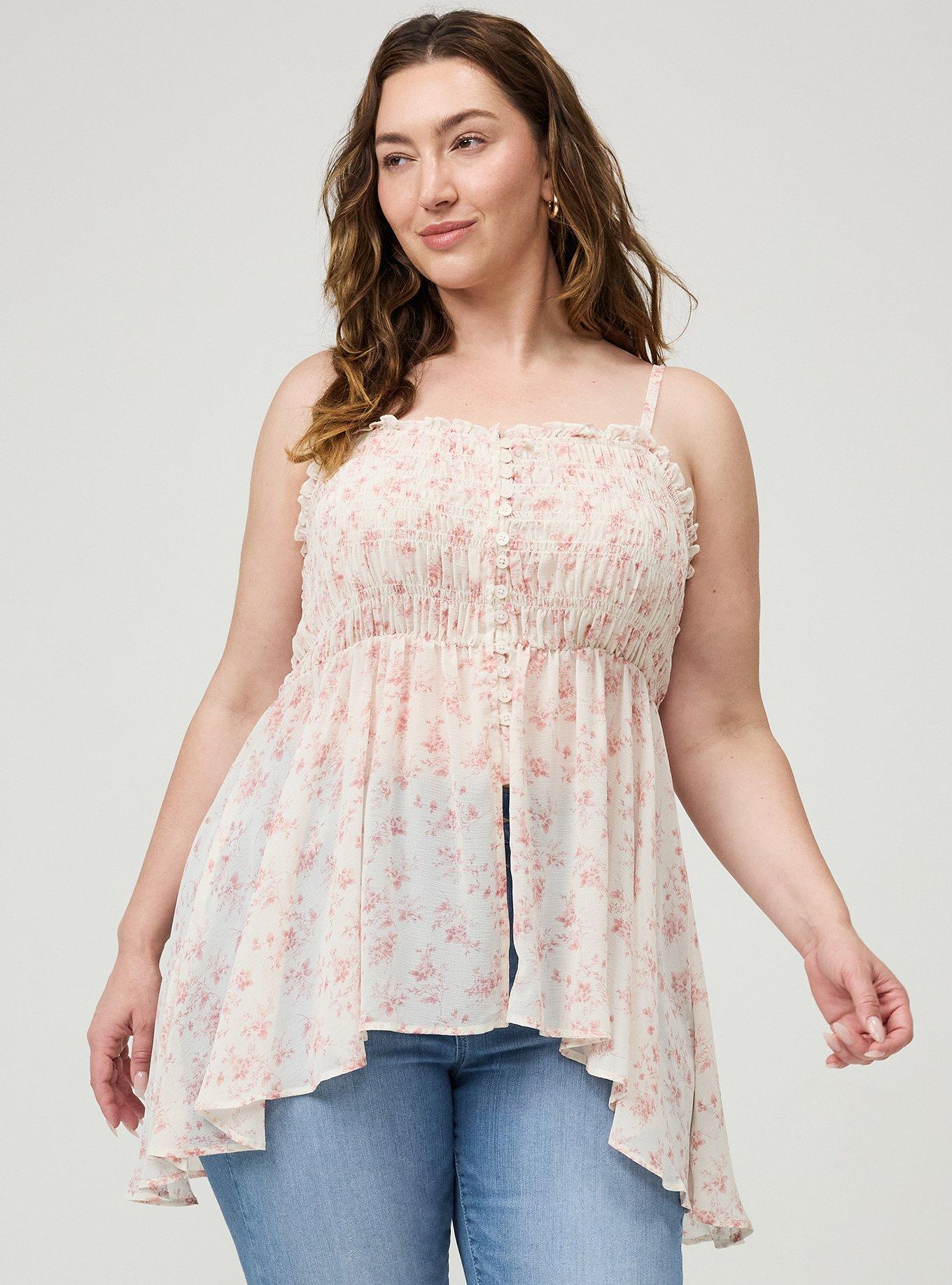 Plus Size - Button-Front Smocked Tunic Cami - Torrid