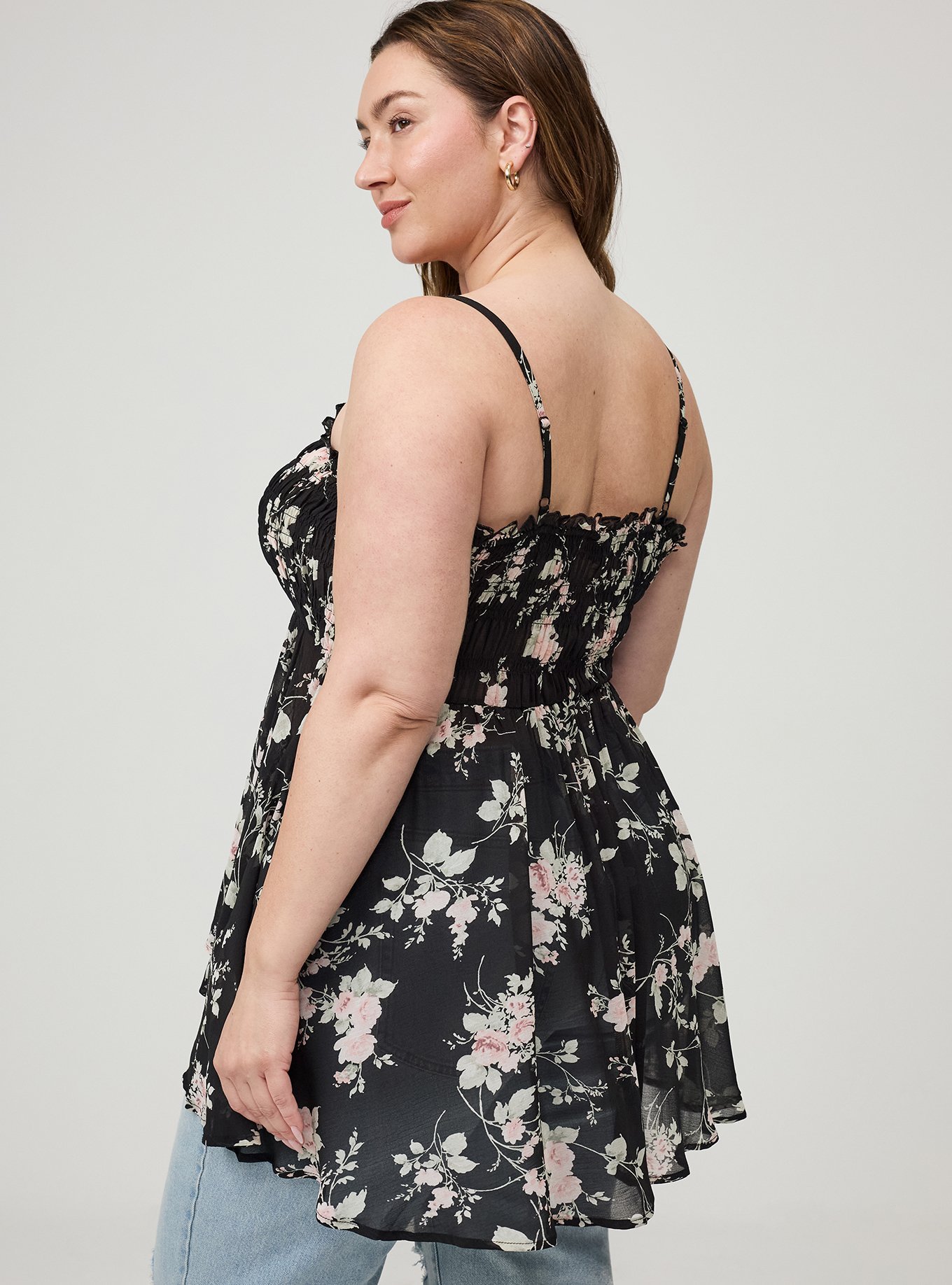Plus Size - Button-Front Smocked Tunic Cami - Torrid