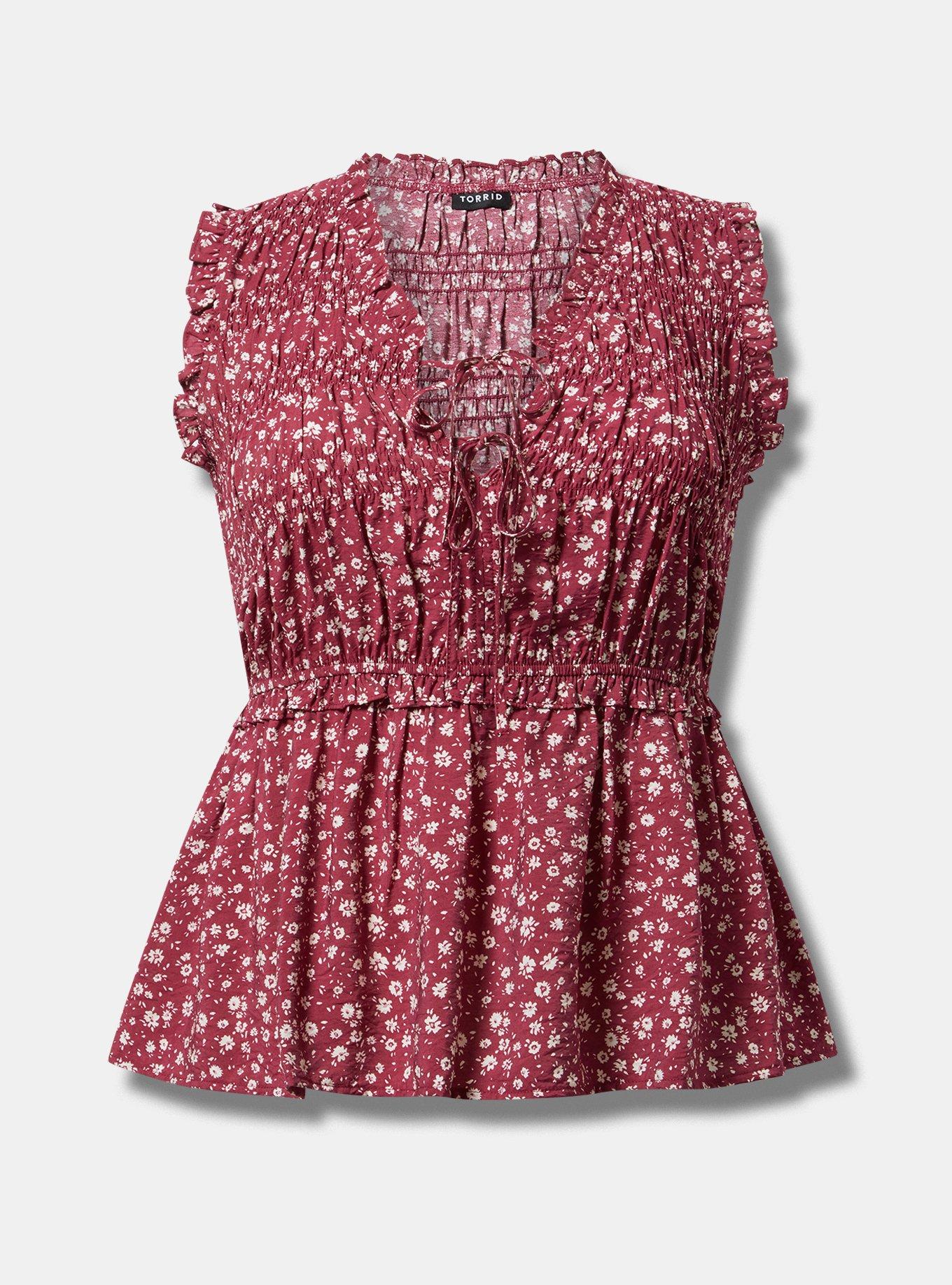 Ruffle Smocked-Bodice Top