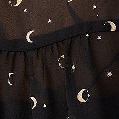 Plus Size Chiffon Ruffle Smocked Top, TWILIGHT TWINKLES DEEP BLACK, swatch