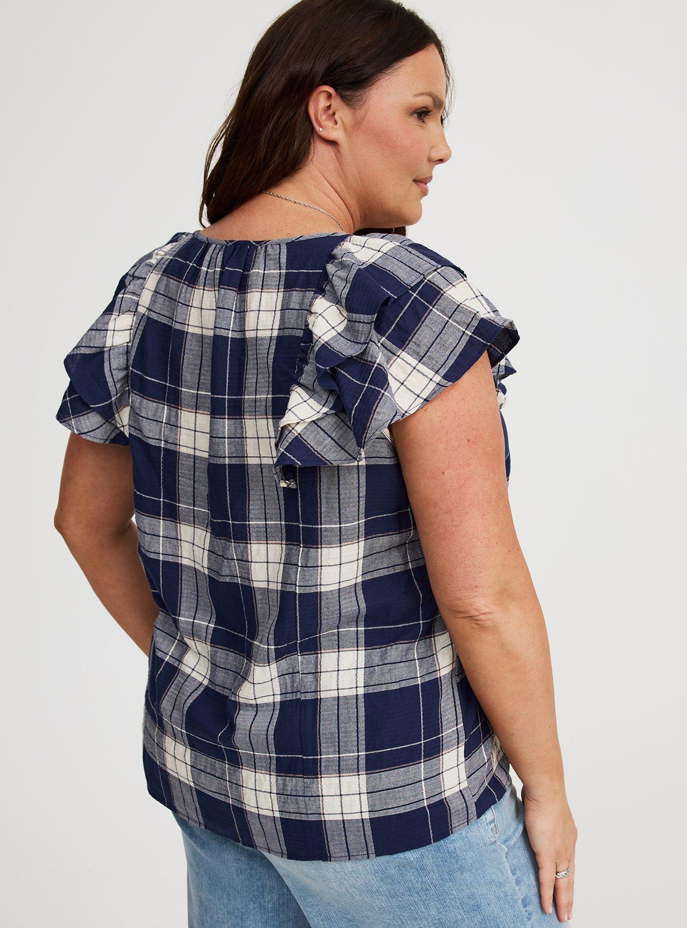 Cotton Flutter-Sleeve Blouse
