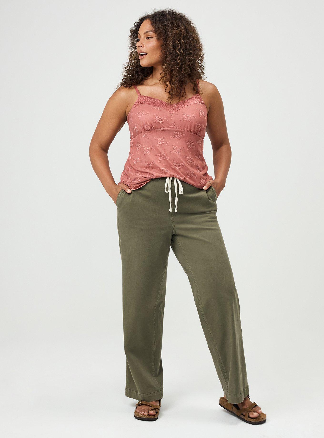 Plus Size Weekend Mid-Rise Wide-Leg Pant, DUSTY OLIVE, hi-res