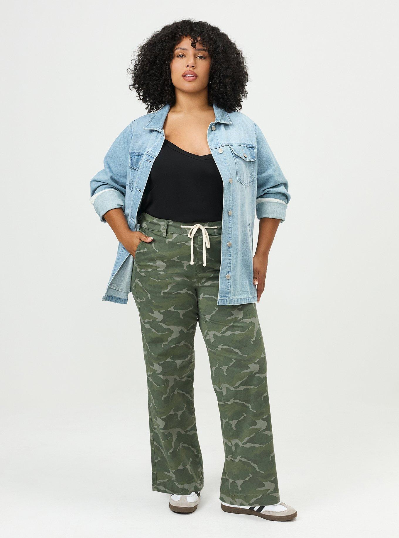 Plus Size Weekend Mid-Rise Wide-Leg Pant, CAMO CADET, hi-res