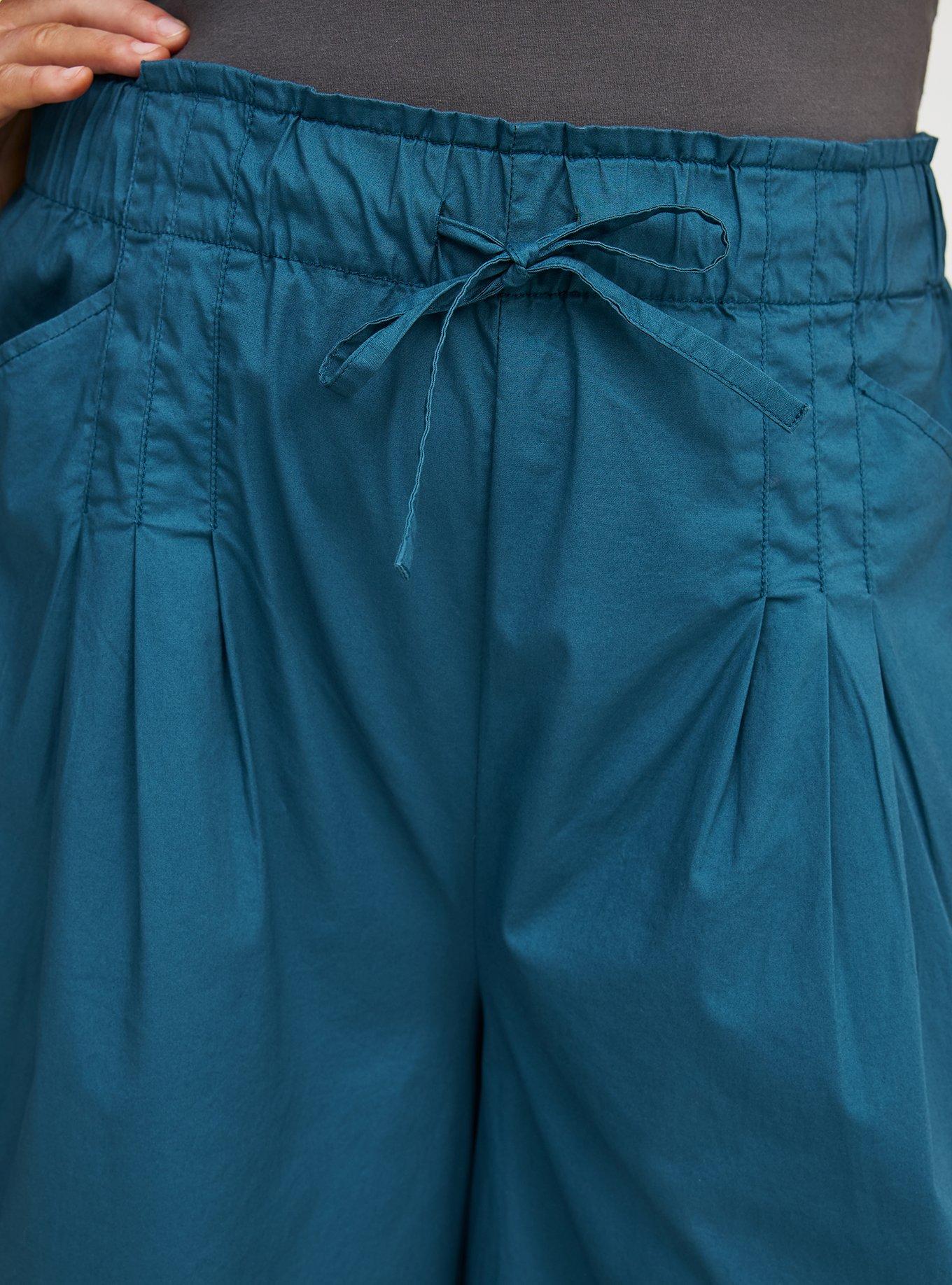 Pull-On Poplin Wide-Leg Pant, MALLARD BLUE, alternate