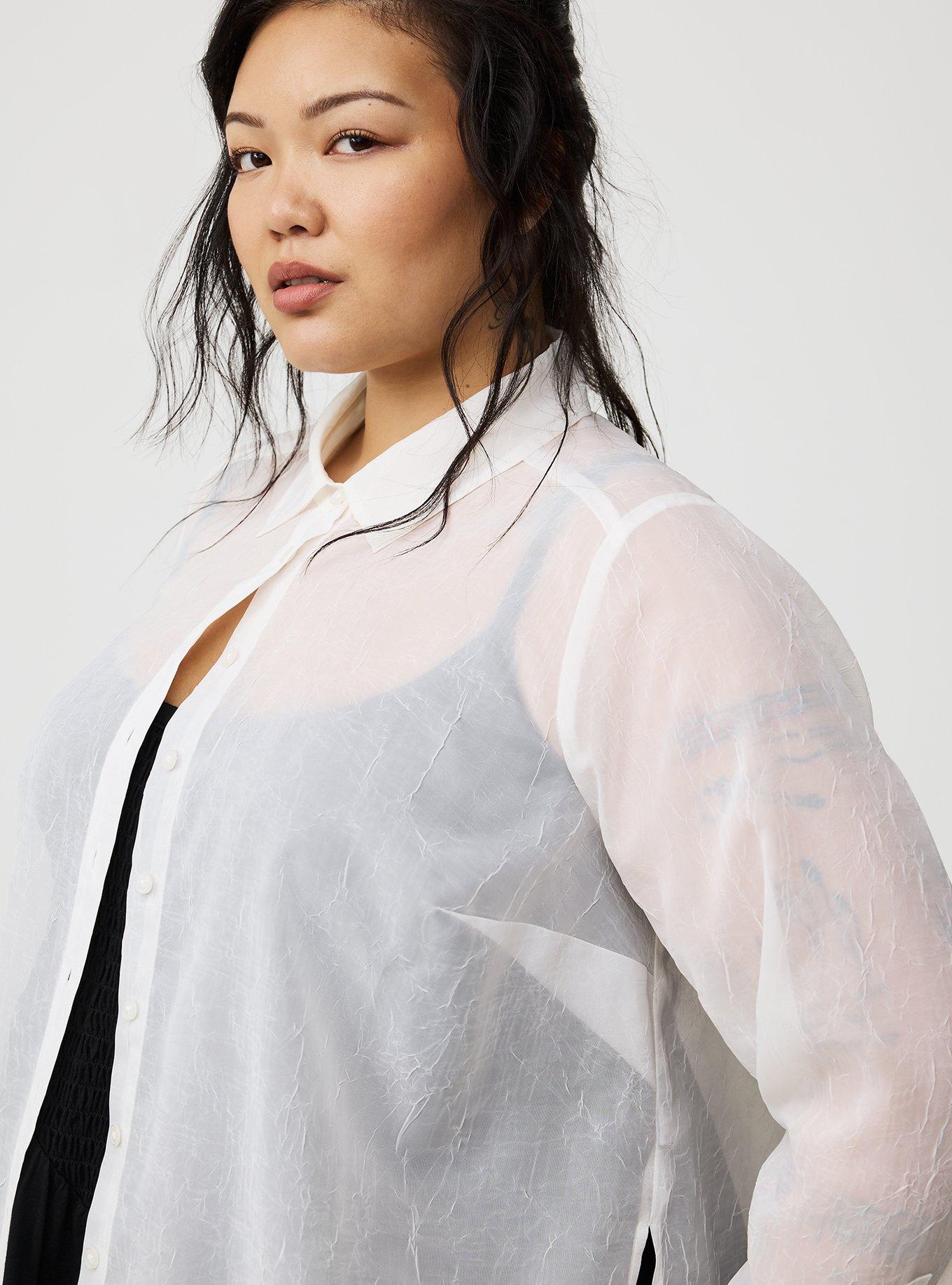 Sheer Button-Up Shirt