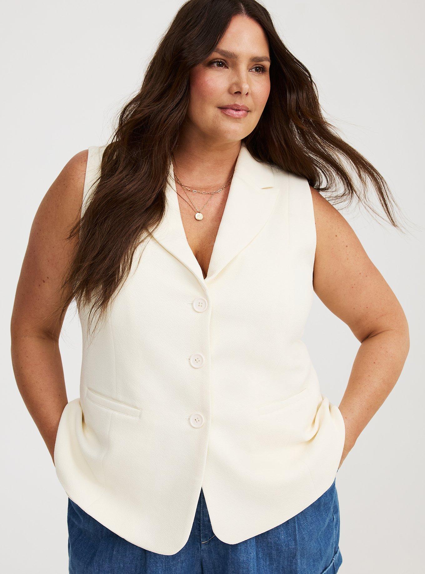 Textured Crepe Tailored Vest