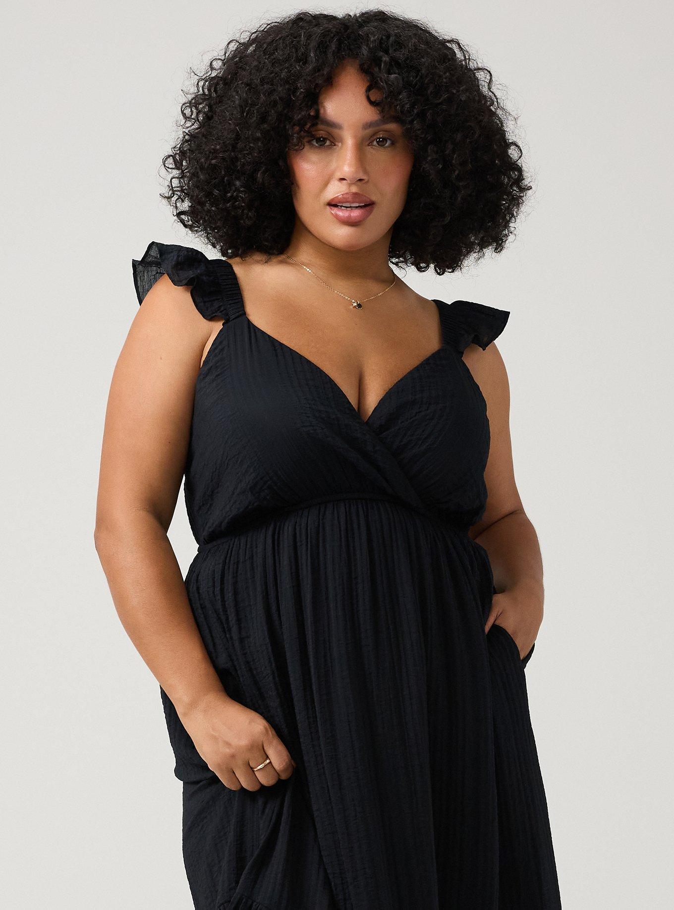 Ruffle Surplice Maxi Dress, DEEP BLACK, alternate