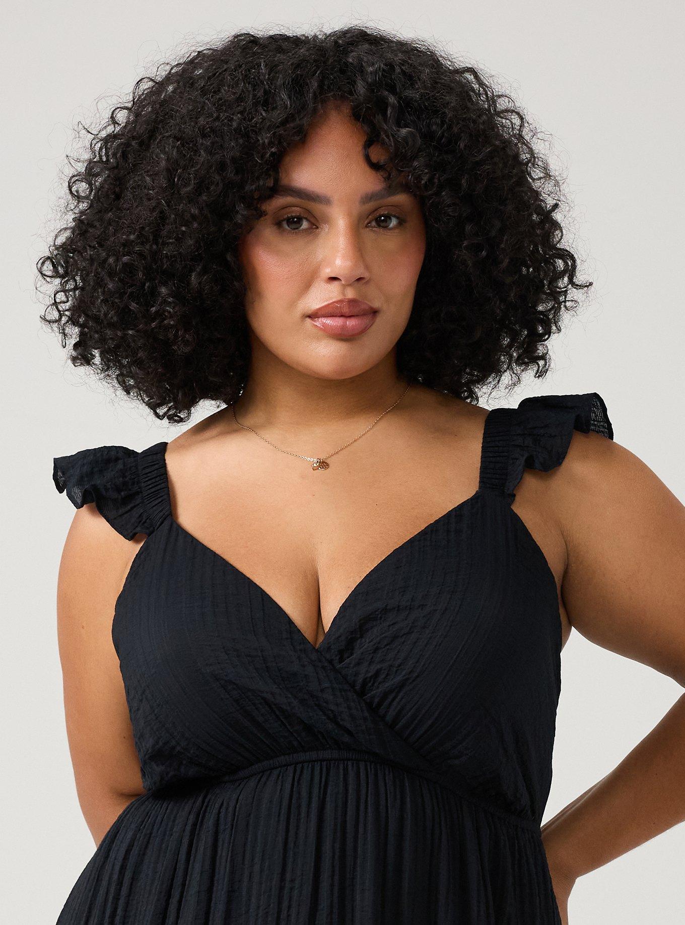 Ruffle Surplice Maxi Dress, DEEP BLACK, alternate
