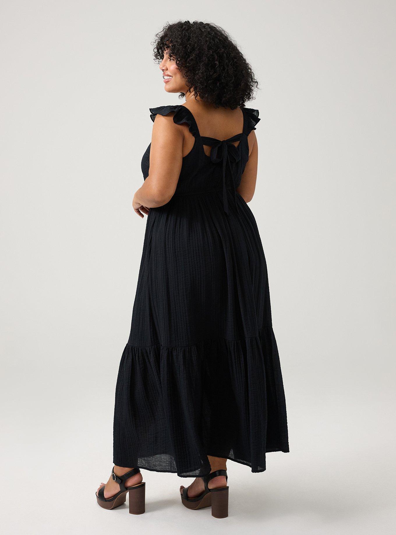Ruffle Surplice Maxi Dress, DEEP BLACK, alternate