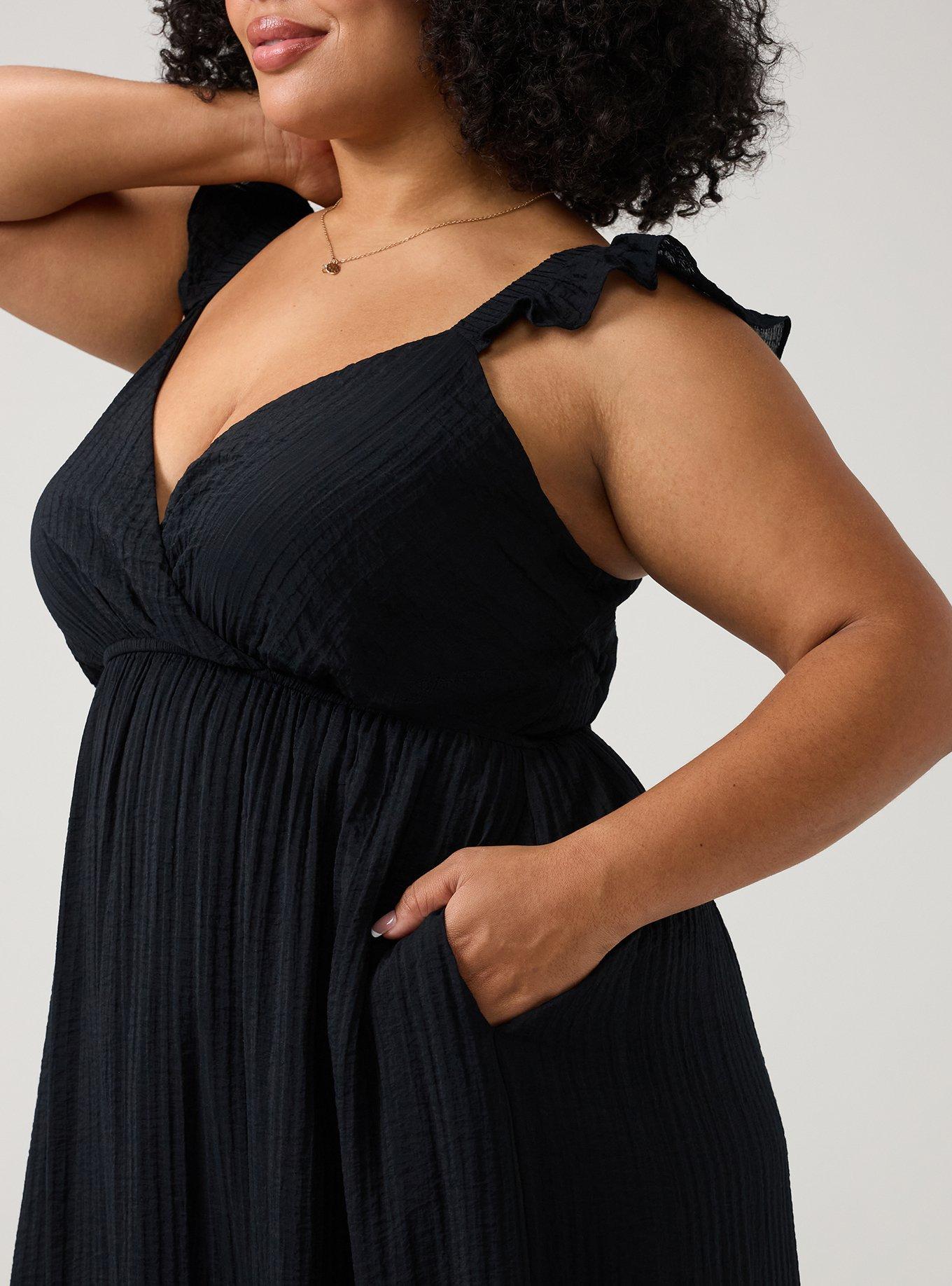 Ruffle Surplice Maxi Dress, DEEP BLACK, alternate