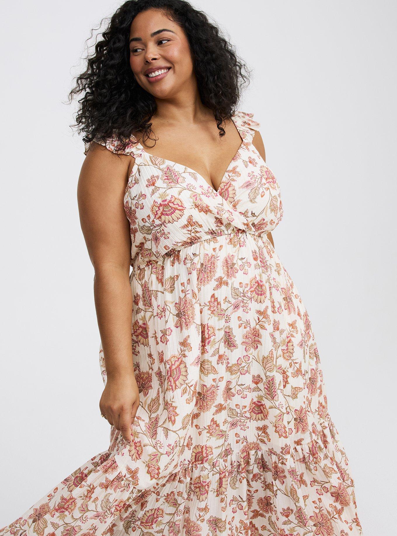Maxi Ruffle-Sleeve Surplice Dress