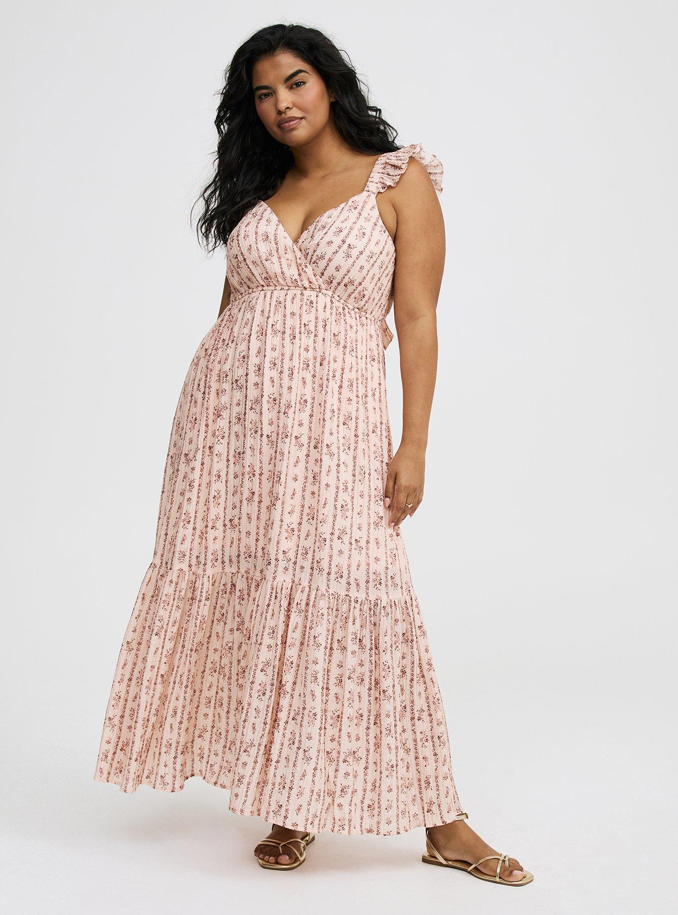 Maxi Ruffle-Sleeve Surplice Dress