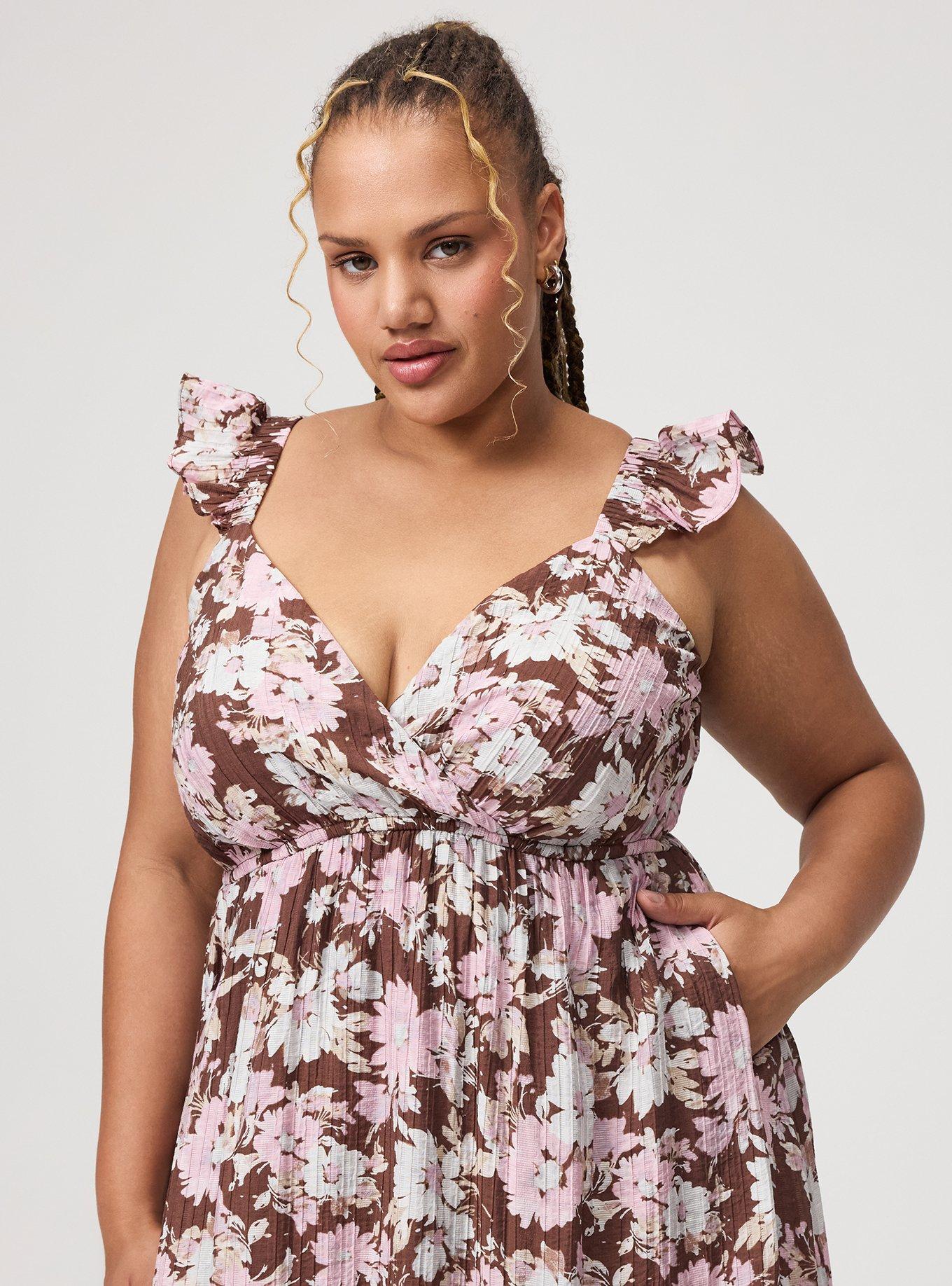 Ruffle Surplice Maxi Dress, SONNY DAISY FLORAL BROWN, alternate