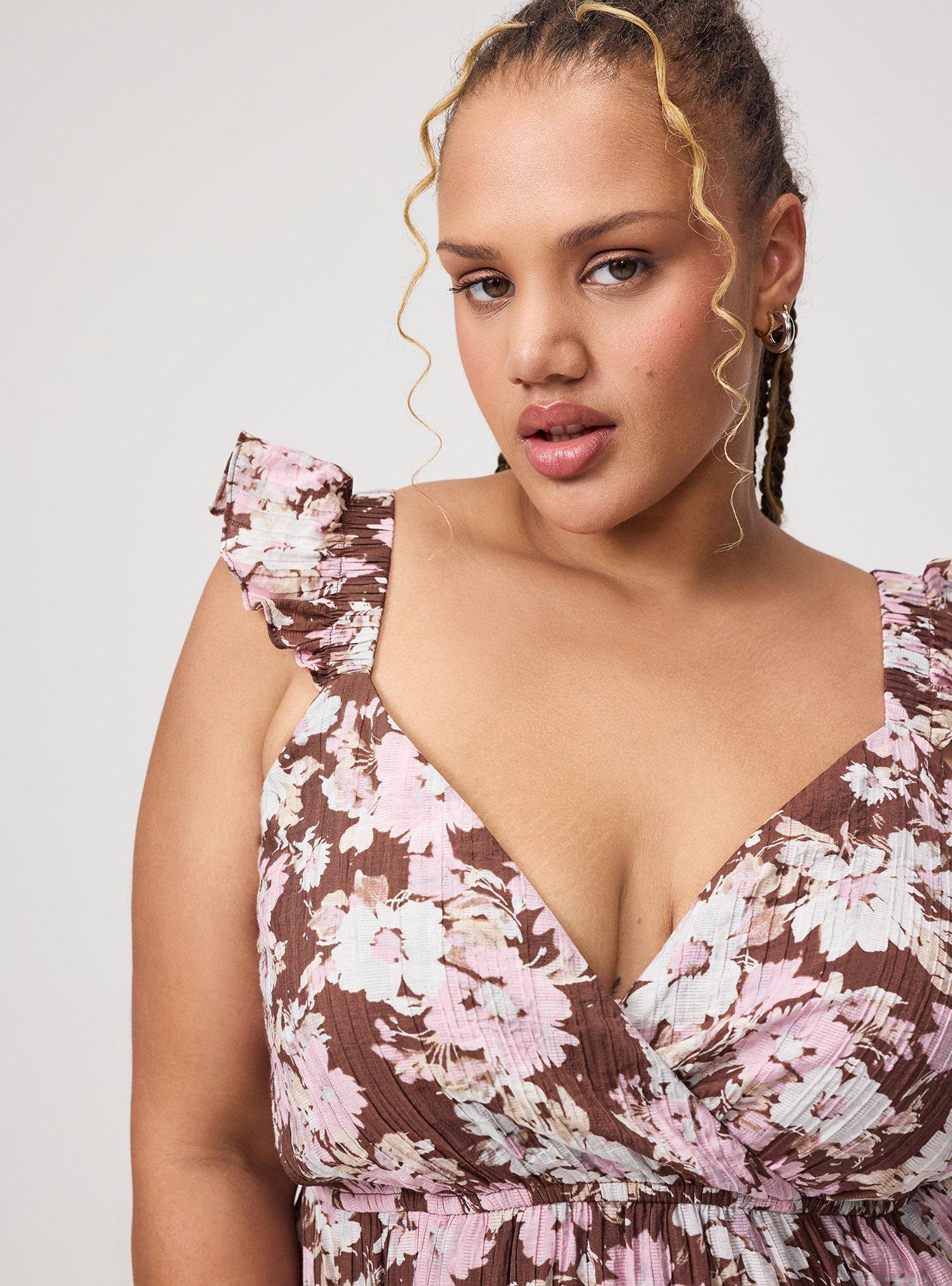 Ruffle Surplice Maxi Dress, SONNY DAISY FLORAL BROWN, alternate