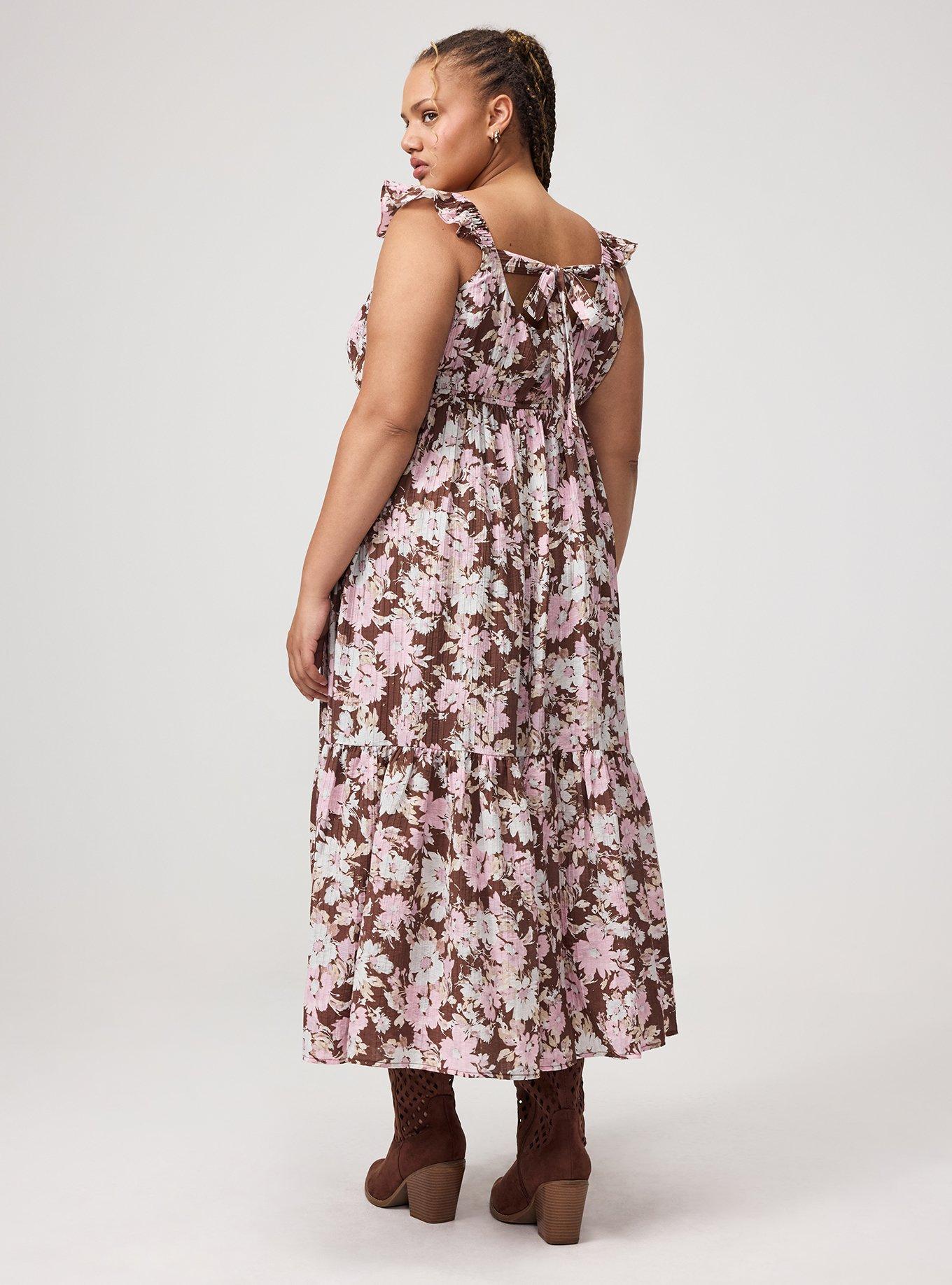 Ruffle Surplice Maxi Dress, SONNY DAISY FLORAL BROWN, alternate