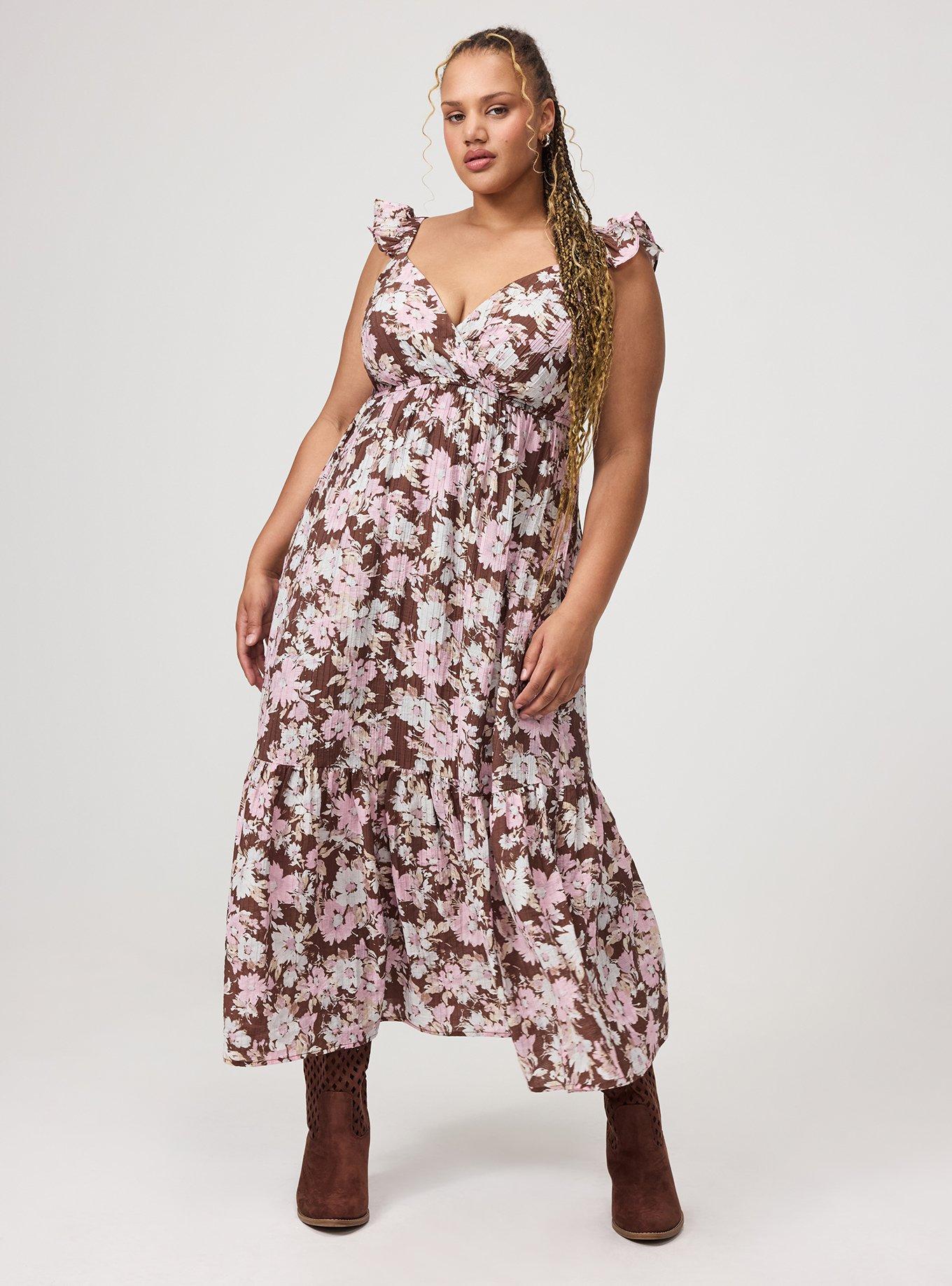 Ruffle Surplice Maxi Dress, SONNY DAISY FLORAL BROWN, alternate