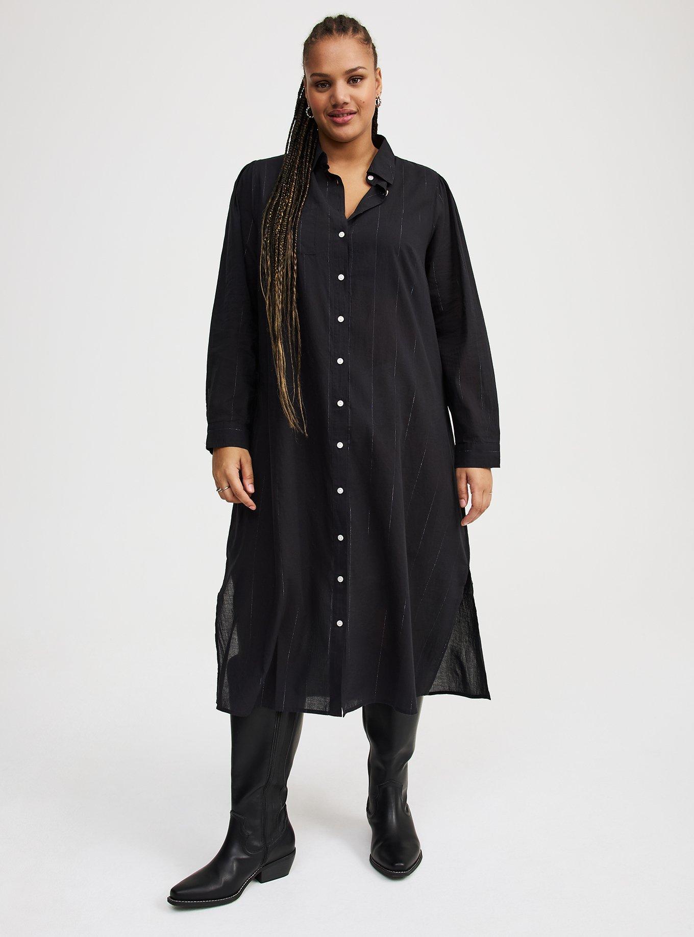 Cotton Lurex Midi Button-Up Dress