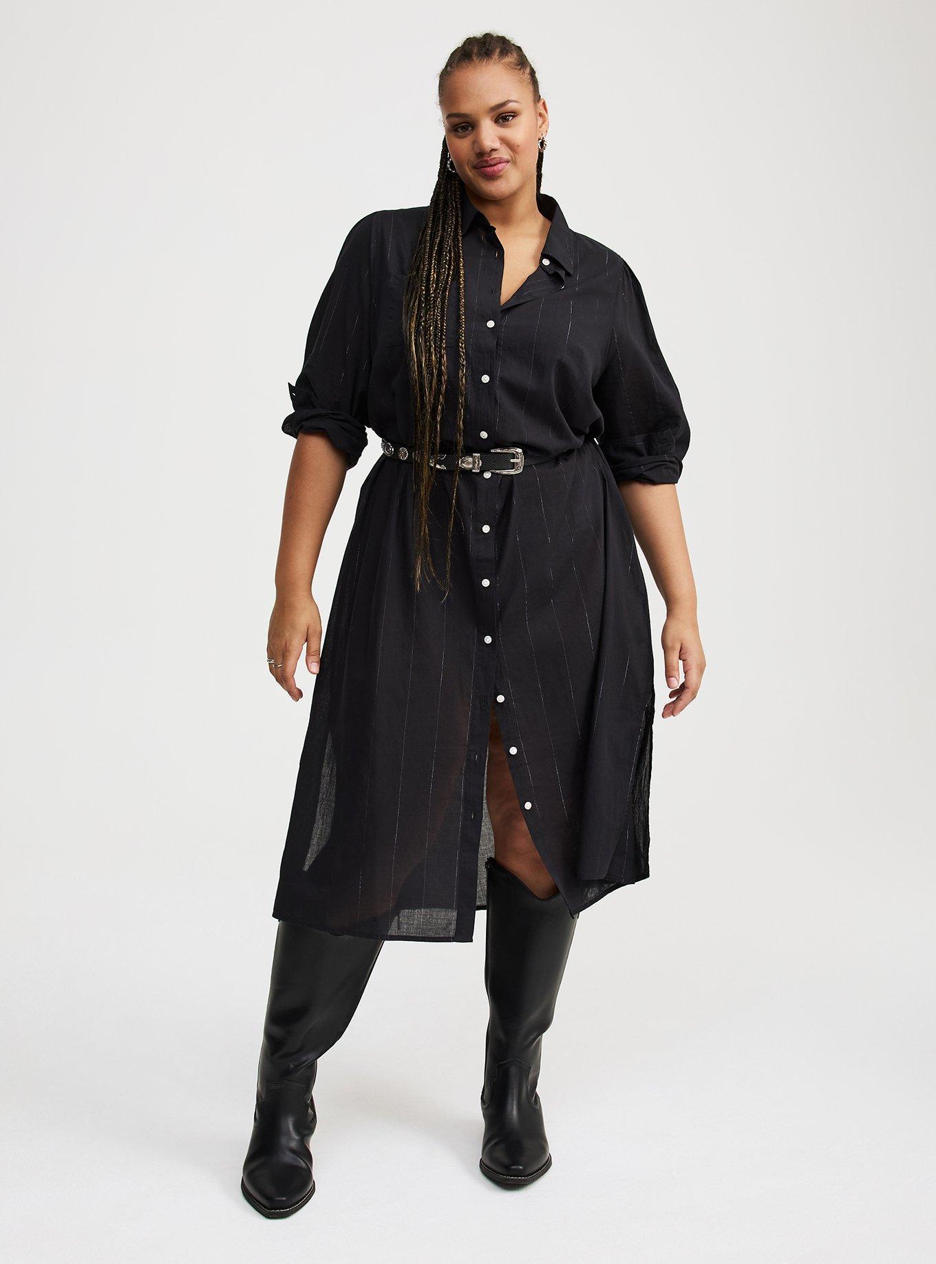 Cotton Lurex Midi Button-Up Dress