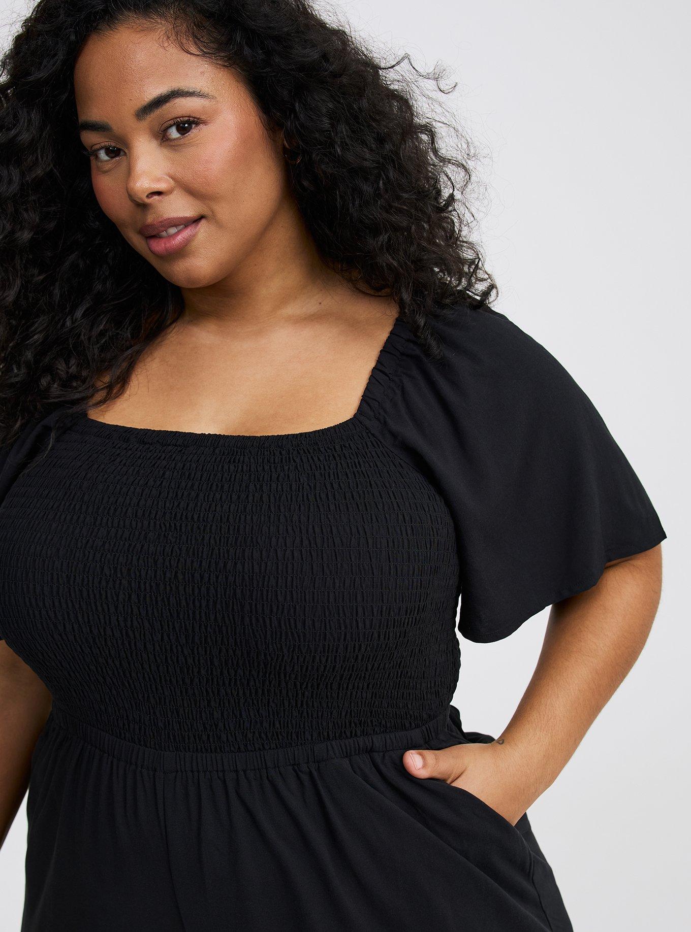 Flutter-Sleeve Smocked Jumpsuit