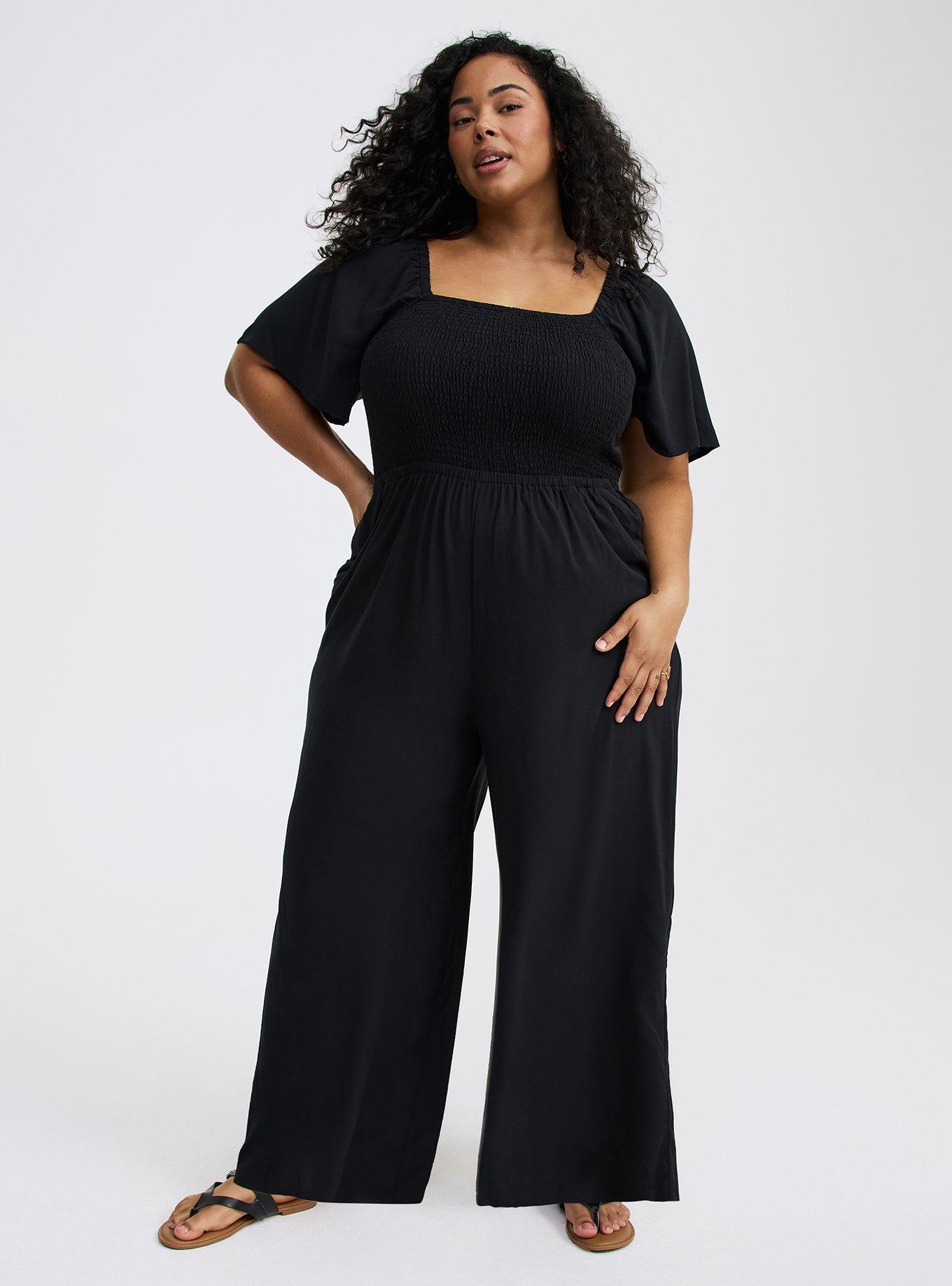 Flutter-Sleeve Smocked Jumpsuit