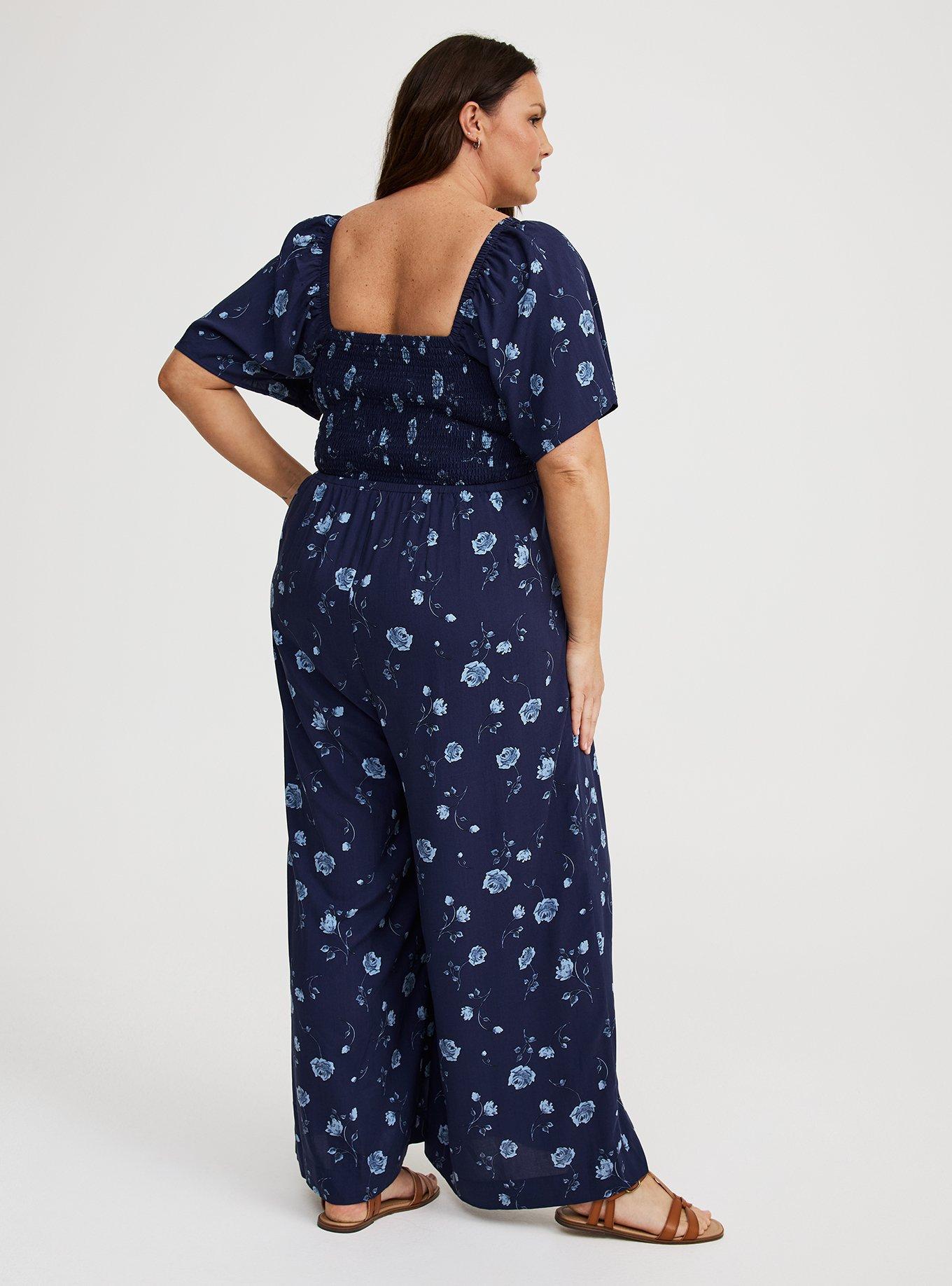 Flutter-Sleeve Smocked Jumpsuit