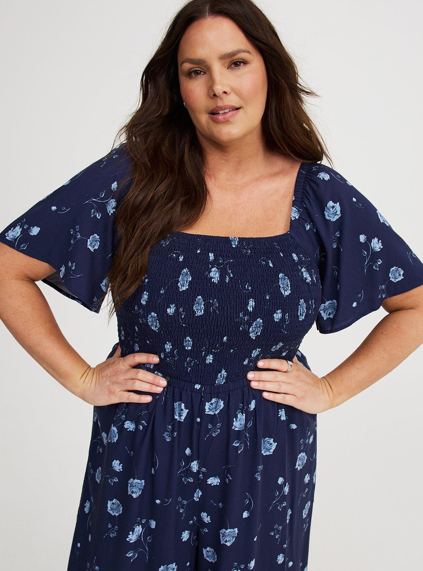 Flutter-Sleeve Smocked Jumpsuit