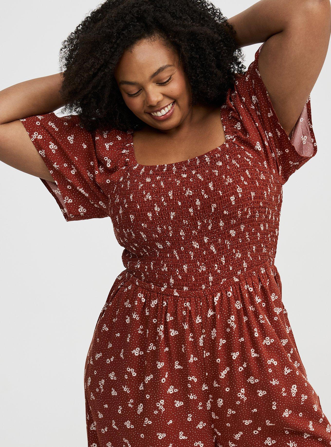 Flutter-Sleeve Smocked Jumpsuit