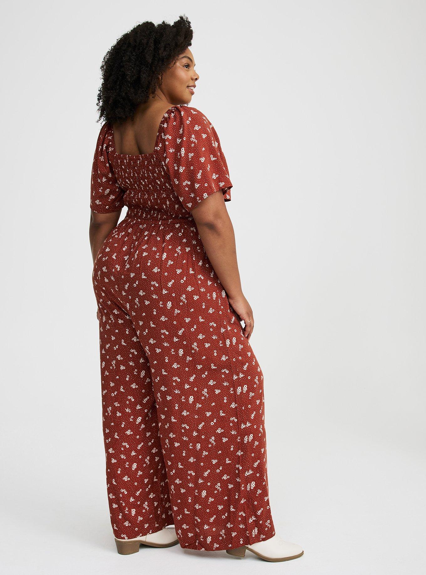 Flutter-Sleeve Smocked Jumpsuit