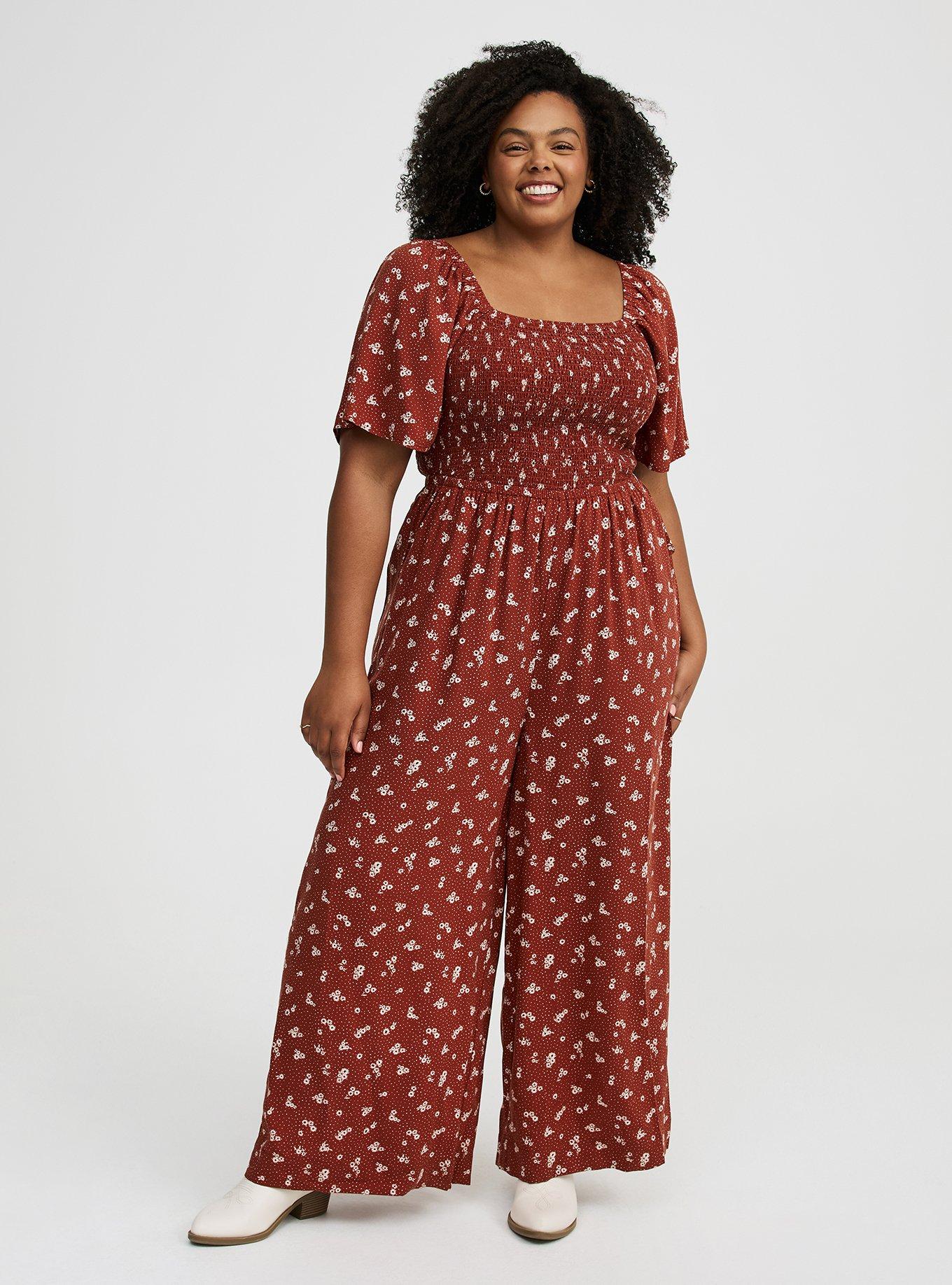 Flutter-Sleeve Smocked Jumpsuit
