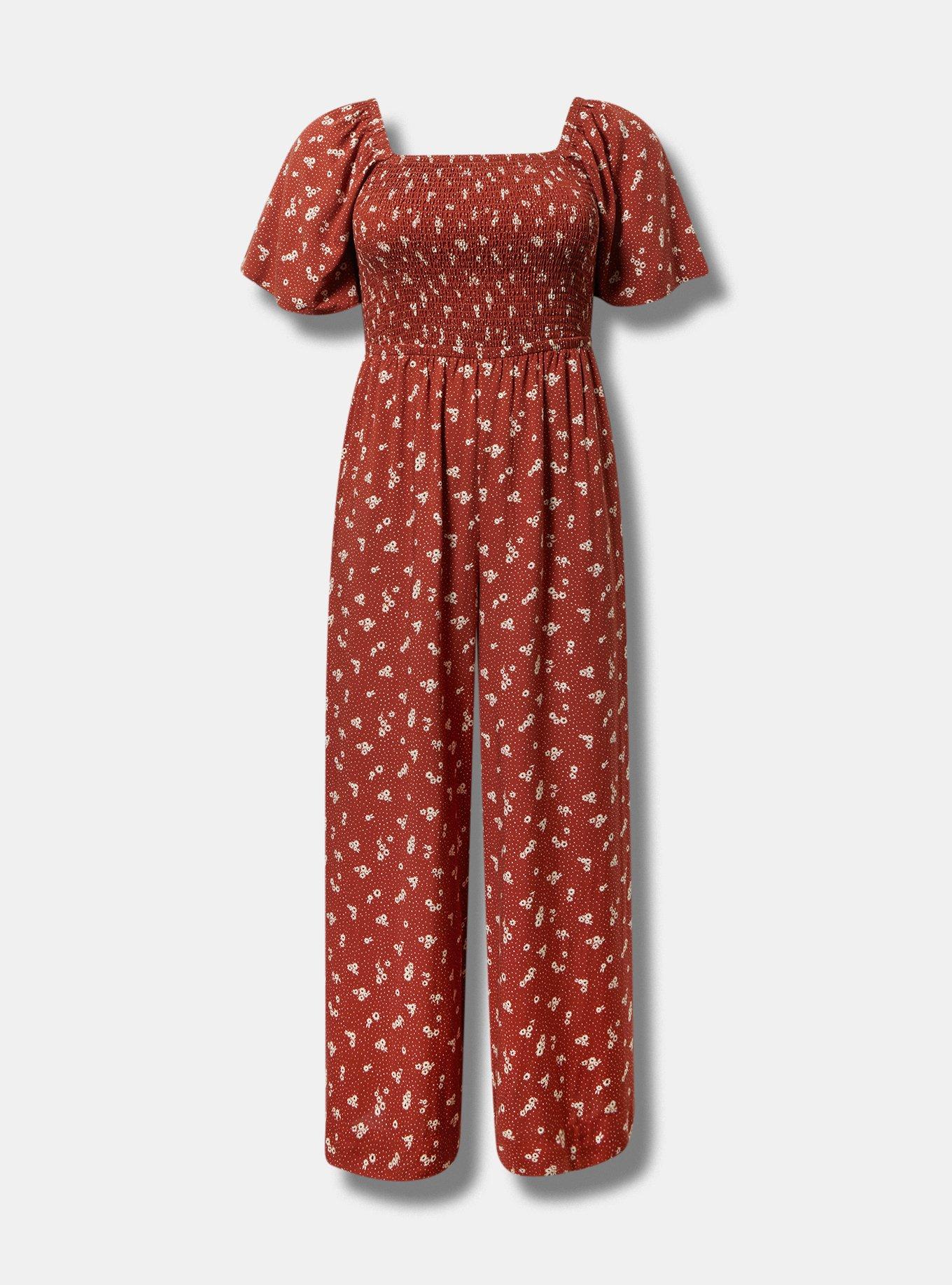 Flutter-Sleeve Smocked Jumpsuit
